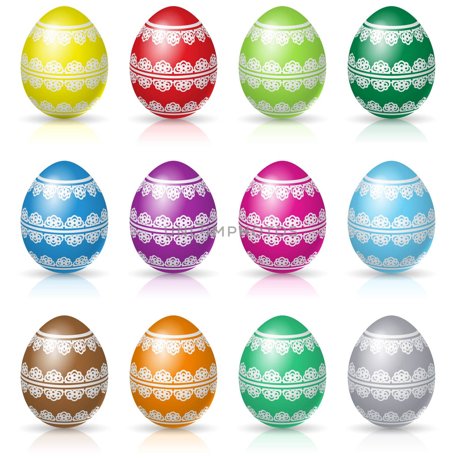 Easter eggs set. Pattern design. Illustration on white background