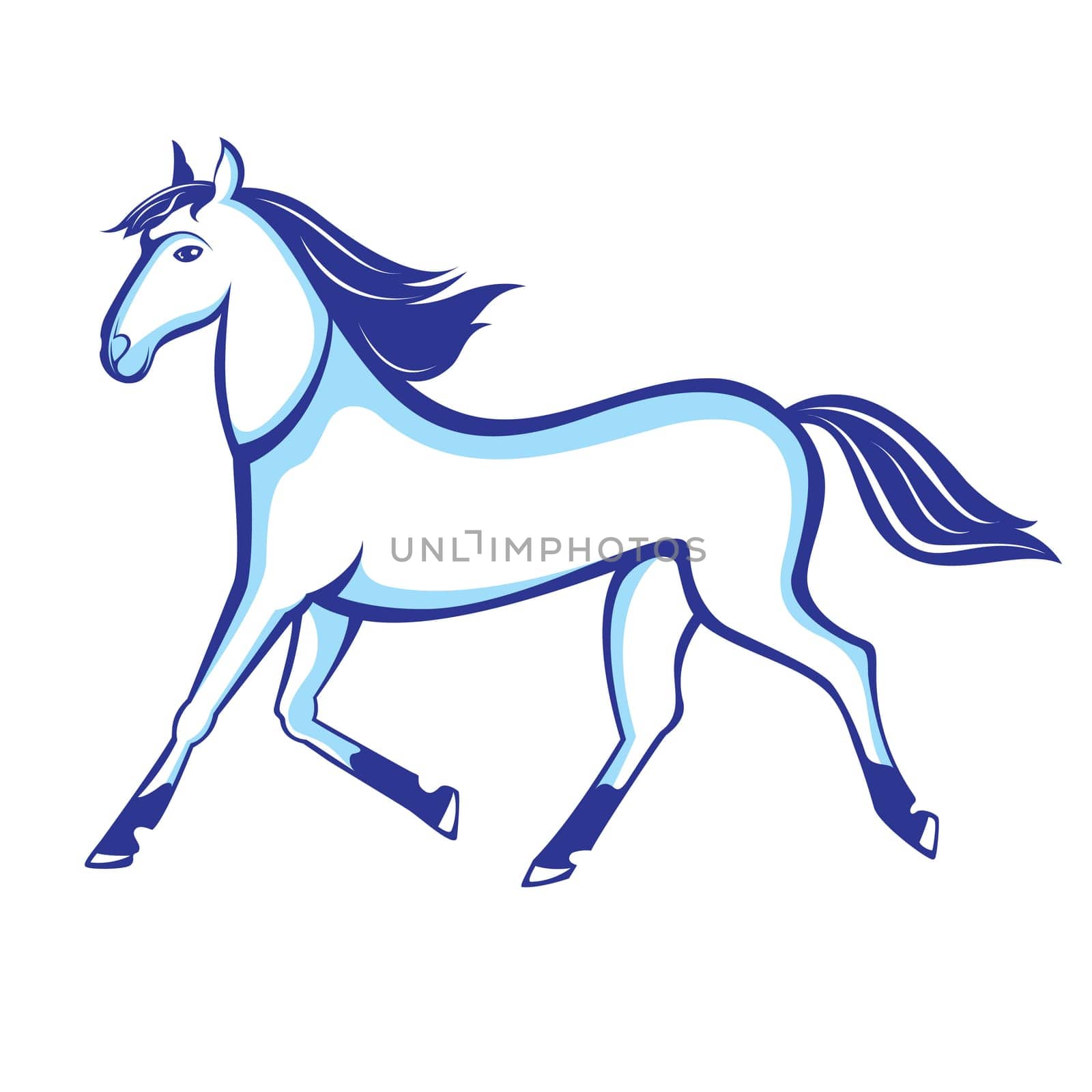 Illustration running horse insulated on white background