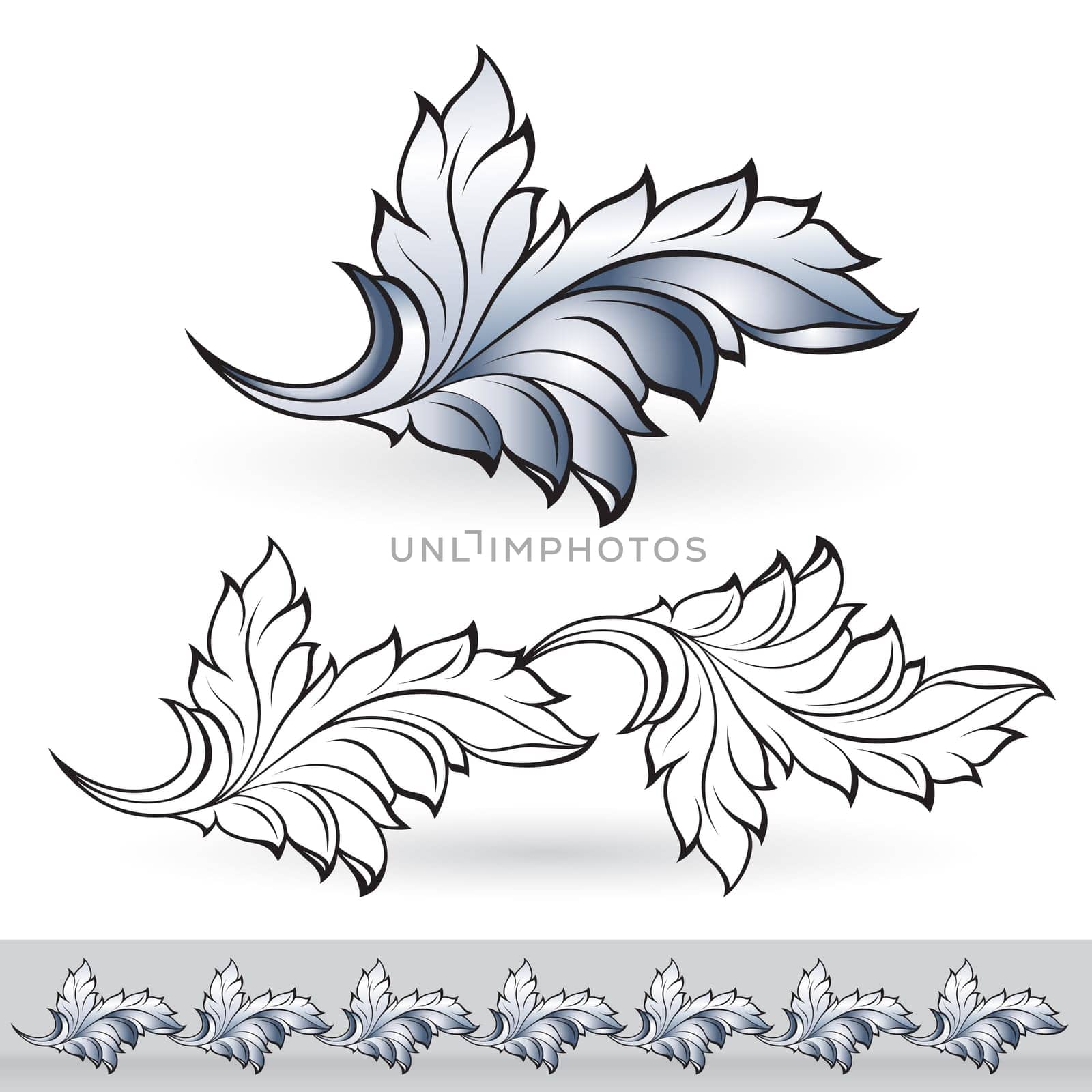 Abstract beautiful leaf. Illustration for design on white background