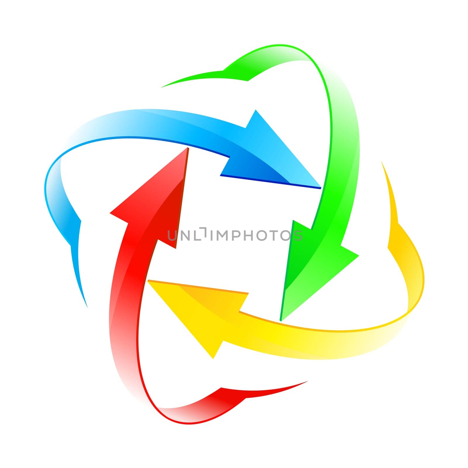 Set number ten of different colored arrow circles isolated on the white