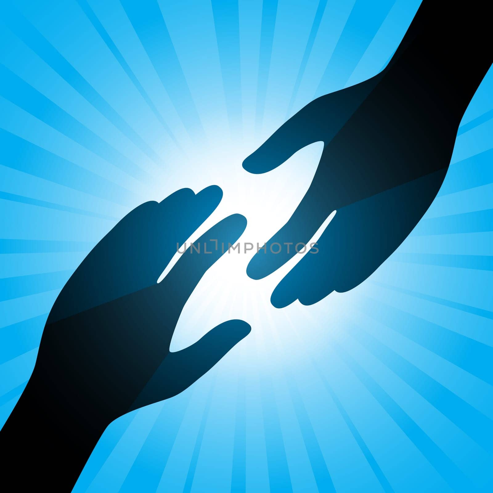 Handshake. Illustration on an abstract blue background