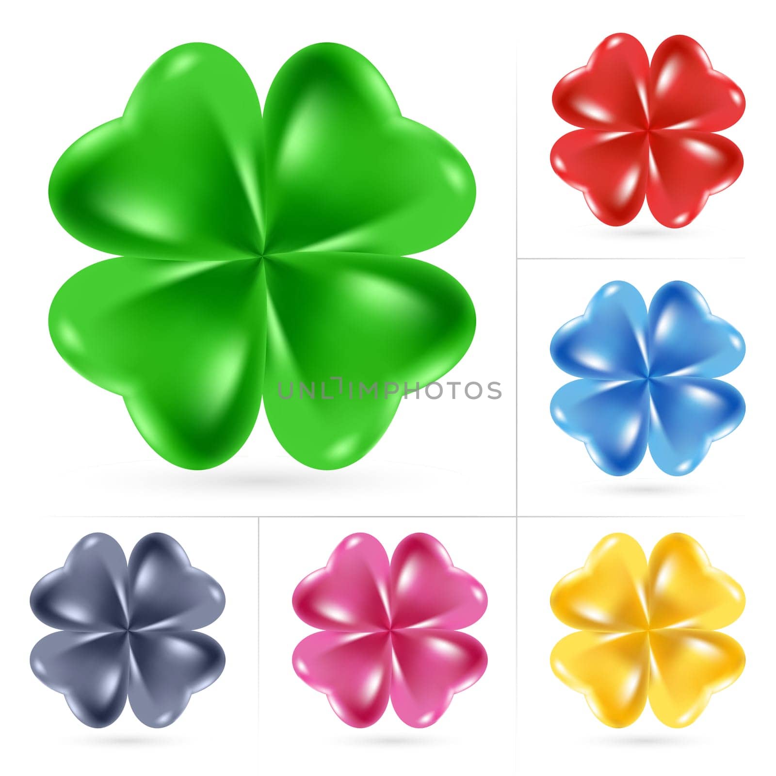 Set of Irish shamrock for St Patrick&#039 s Day