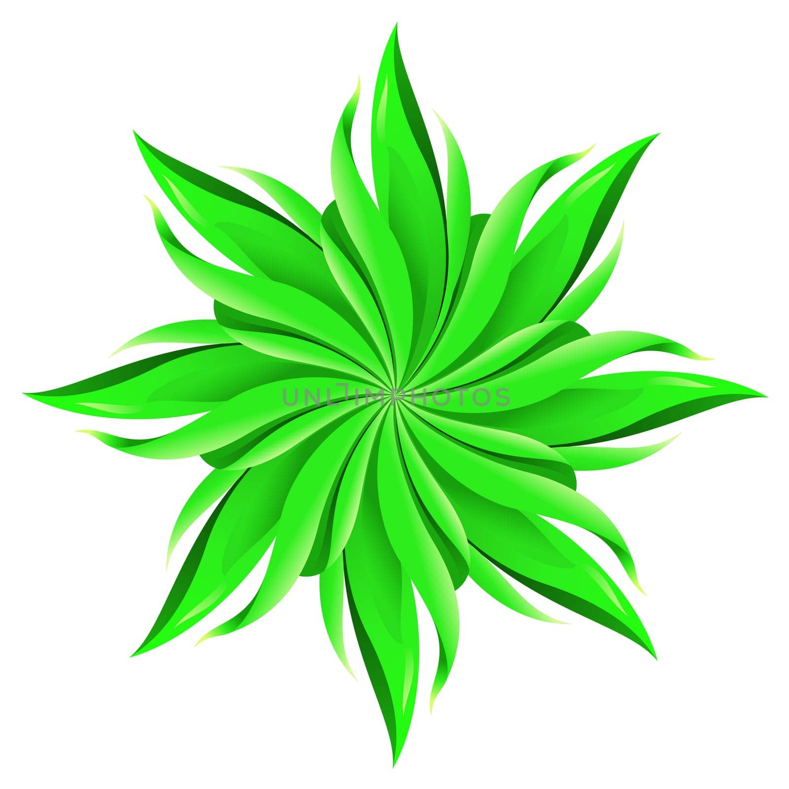 An abstract green flower on white background. A highly useful art element.