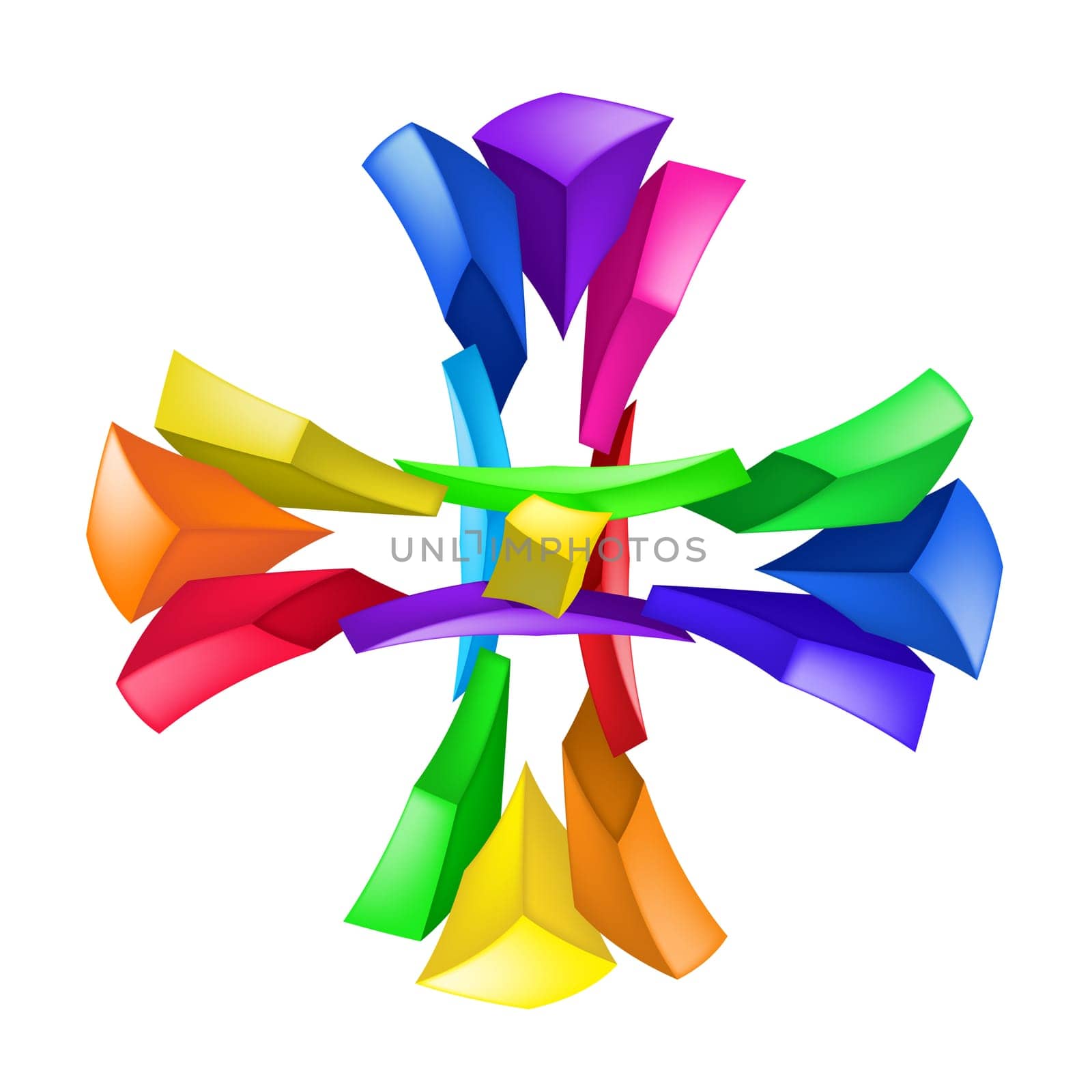 Abstract color composition on white background - cross