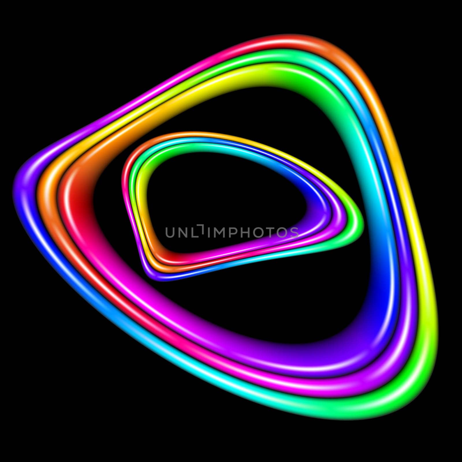 Multicolor spectral closed curve. Illustration on black background