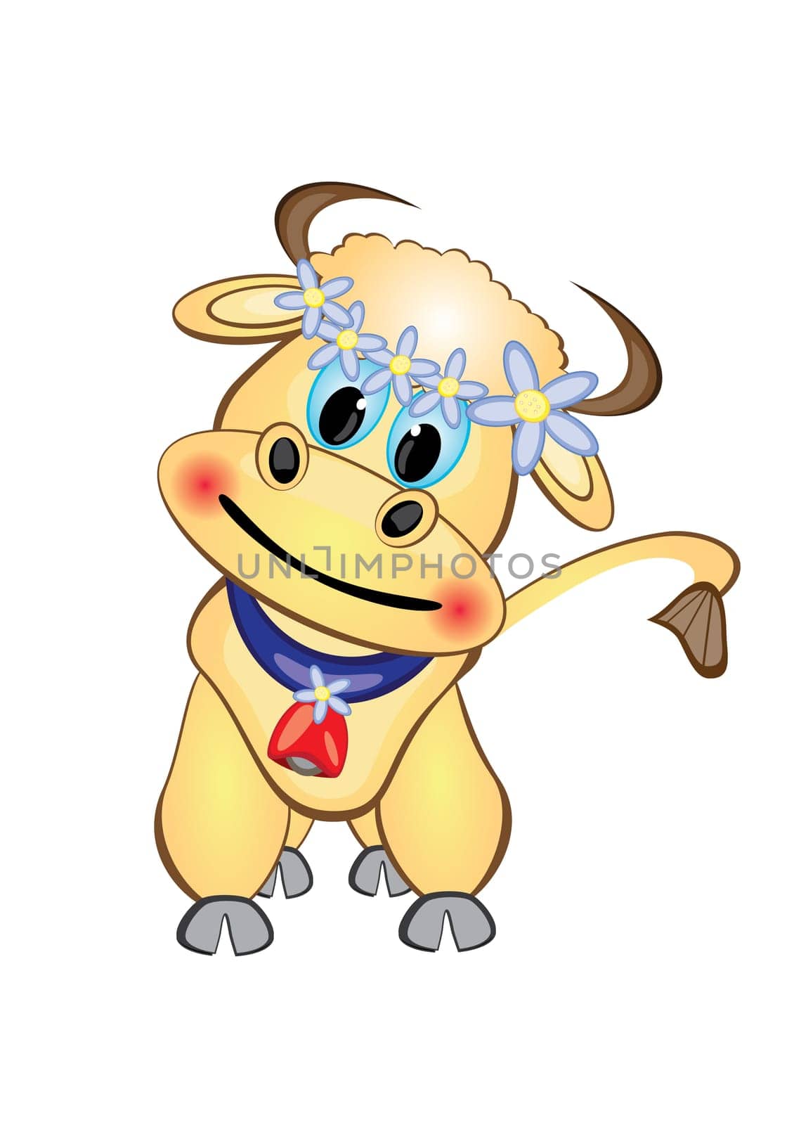 Calf Cartoon Character. Vector illustration on white background