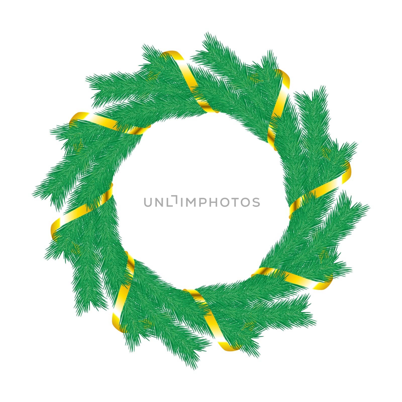 Christmas wreath. Isolated illustration  on white background