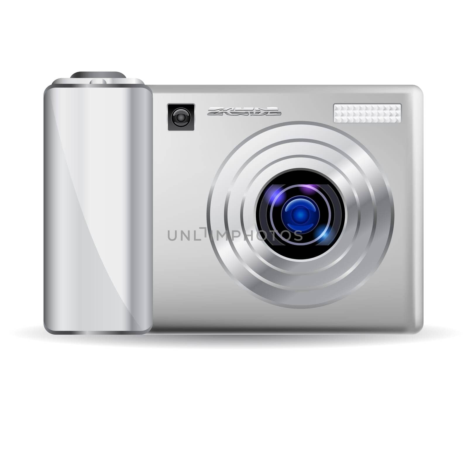 Realistic digital camera.  Illustration on white background