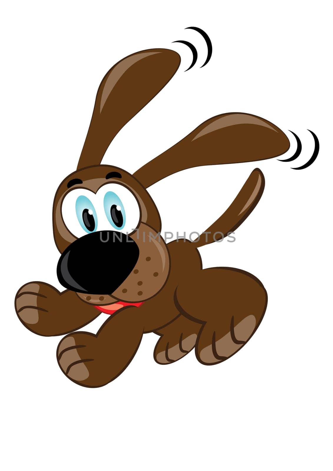 Cute brown playful puppy. Illustration on white