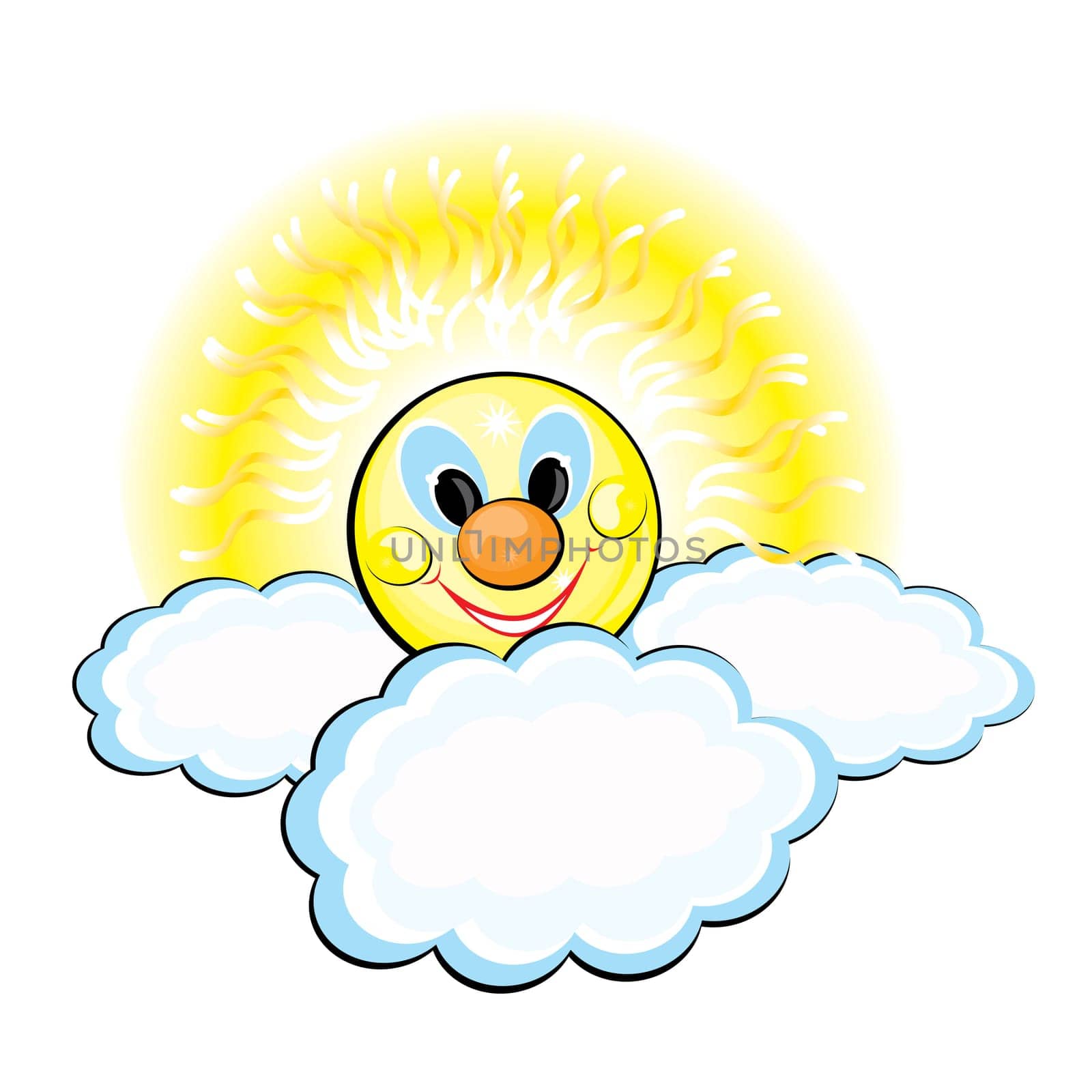 Sun and Clouds. Illustration on white background