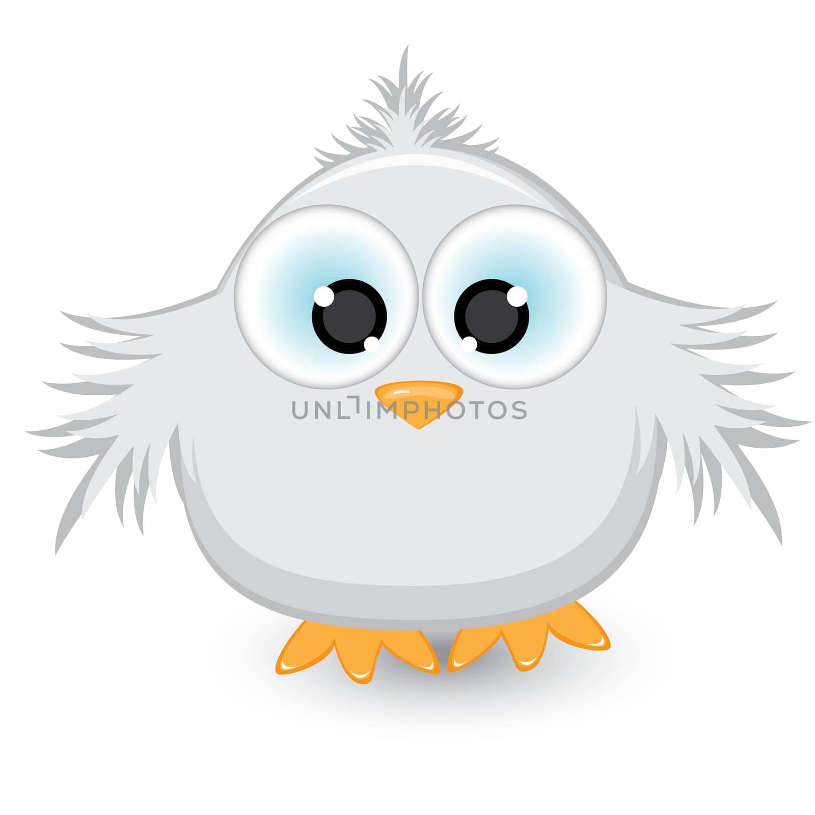 Cartoon gray sparrow. Illustration on white background
