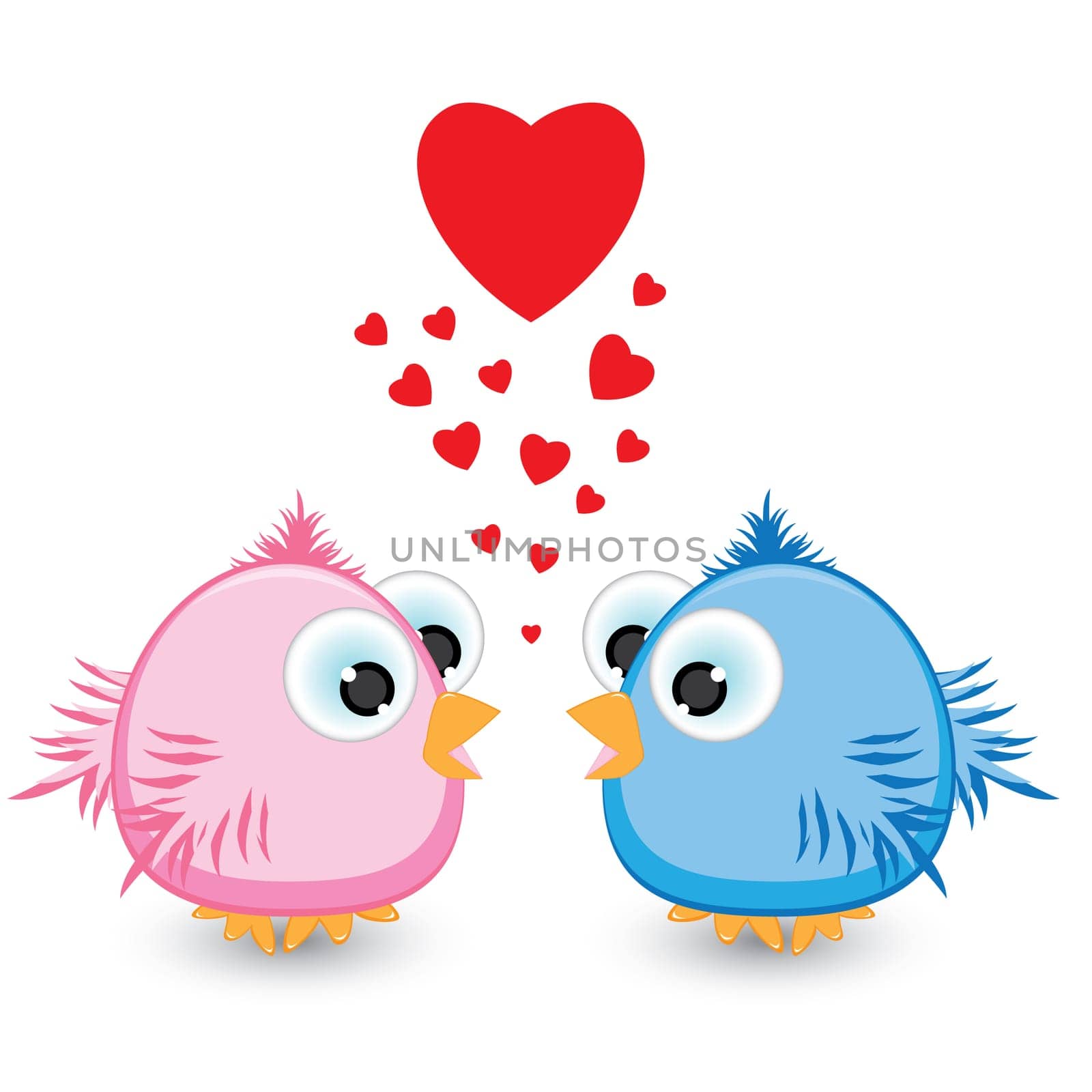 Two sparrow with love. Illustration on white background