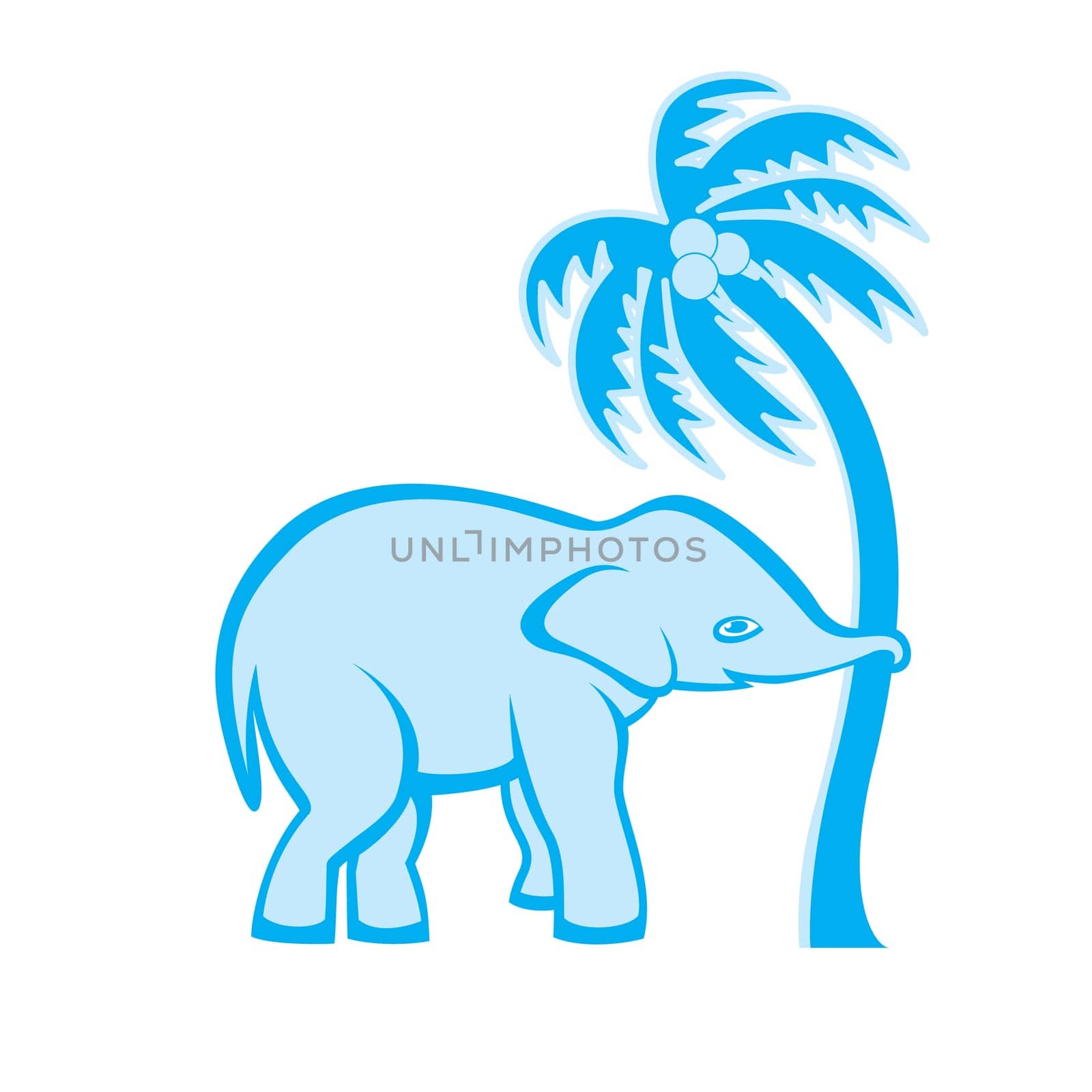 Elephant is pulling out the palm tree