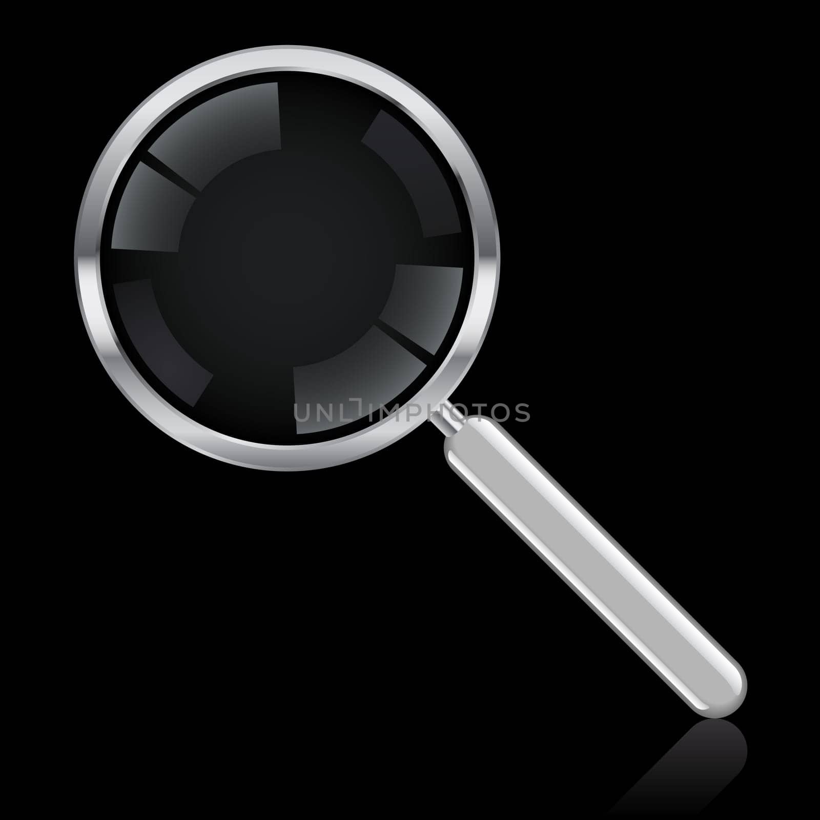 Illustration of a magnifying glass on a black background