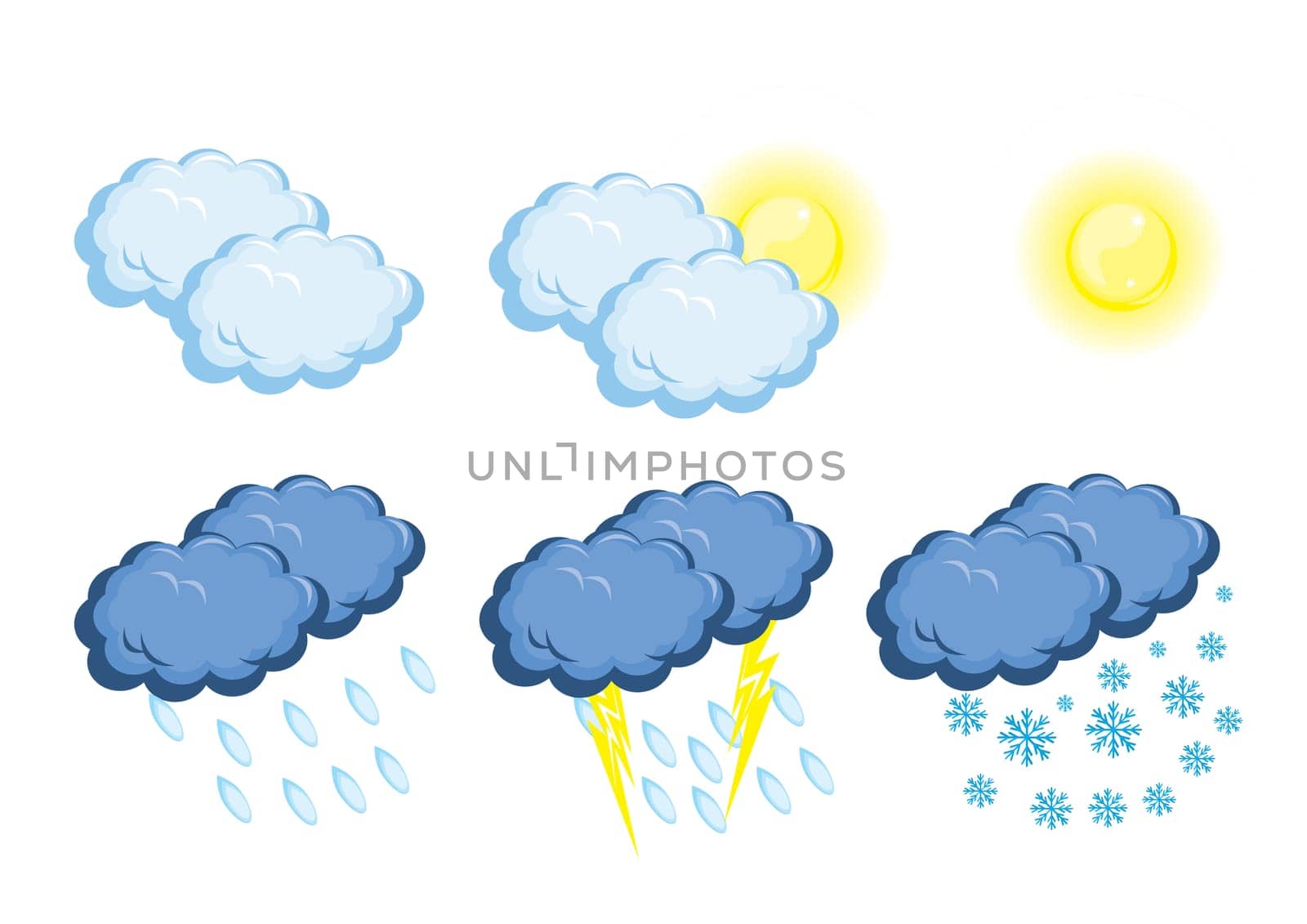 Weather Icons. Vector illustration on white background for design