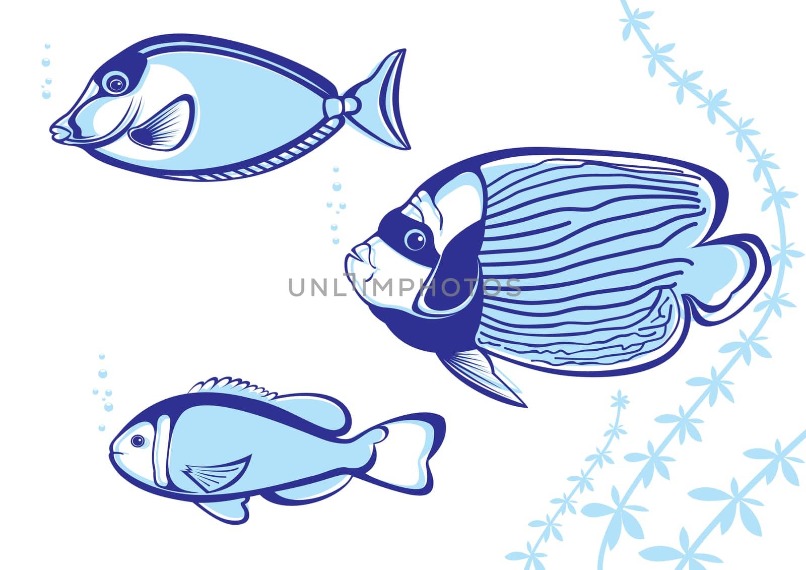 Tropical Fish. Vector illustration on white background for design