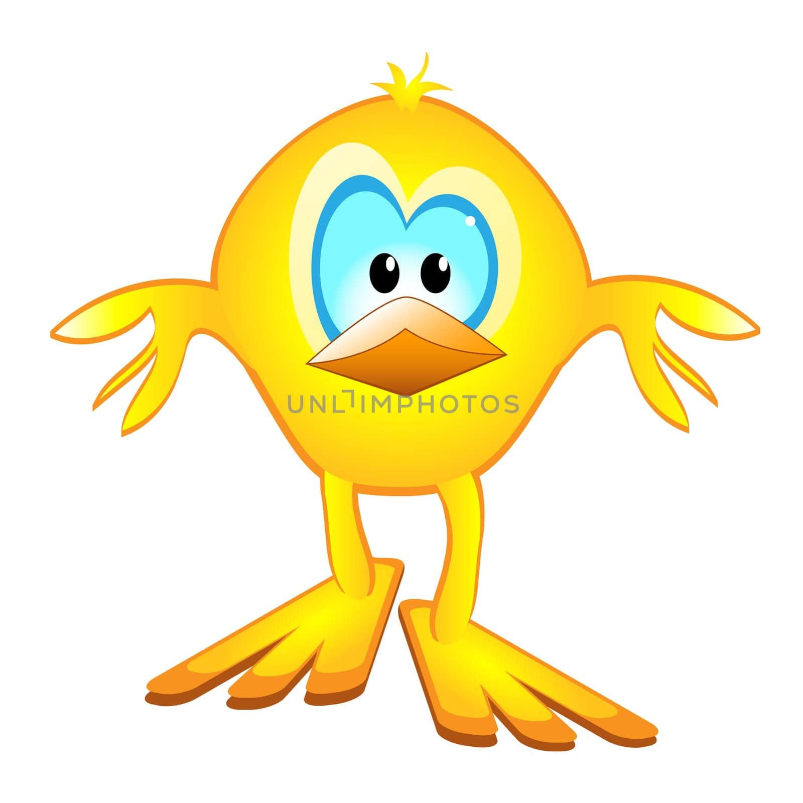 Vector illustration of isolated cartoon chicken on white background