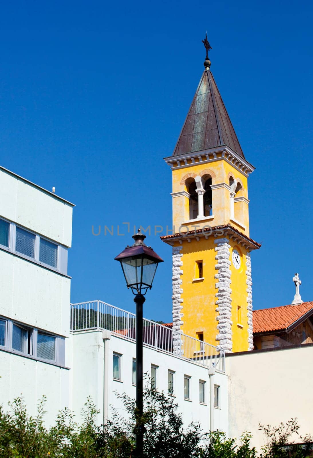 Bell tower of a church, St. Giovanni park- Trieste, Italy