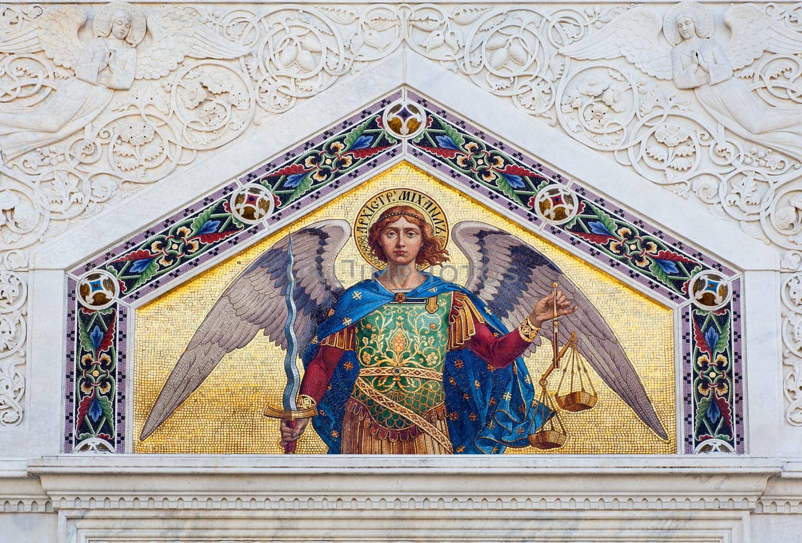 Mosaic of St. Michael the Archangel, Serbian Orthodox Temple of the SS. Trinity and St. Spyridon