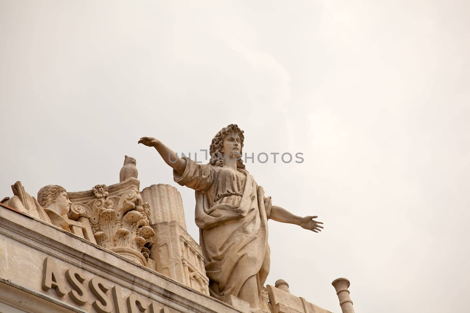 Statue on the sky background, Trieste. Italy