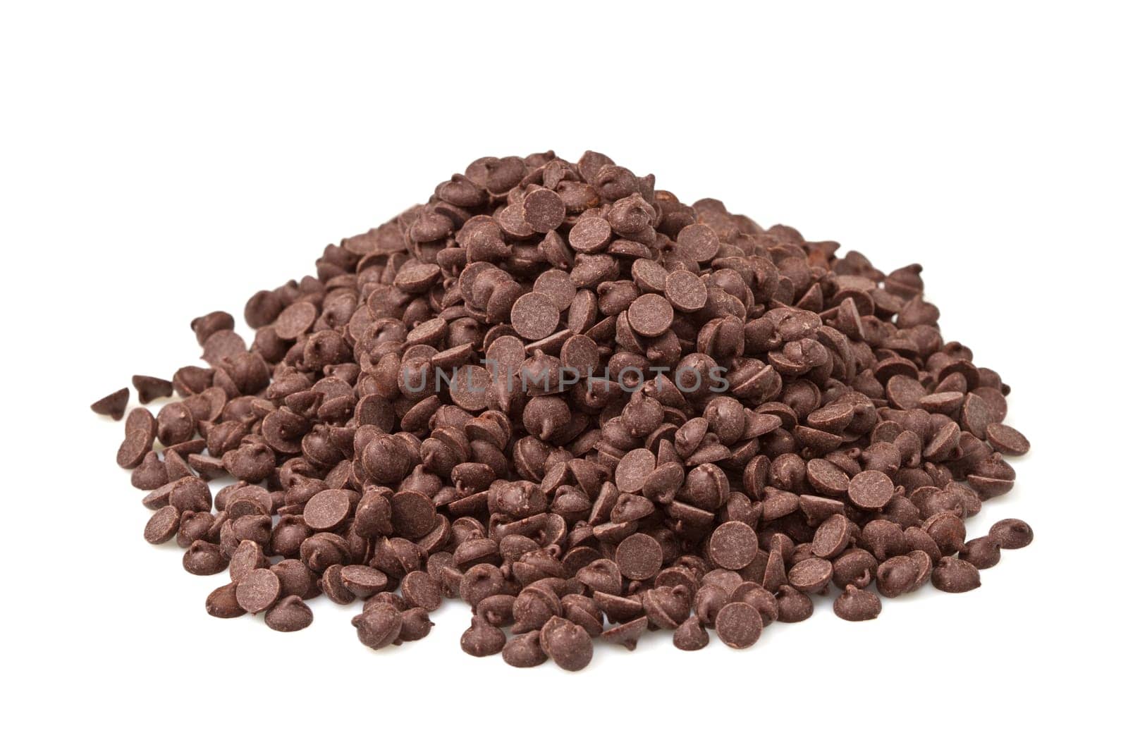 Chocolate Chips on White Background