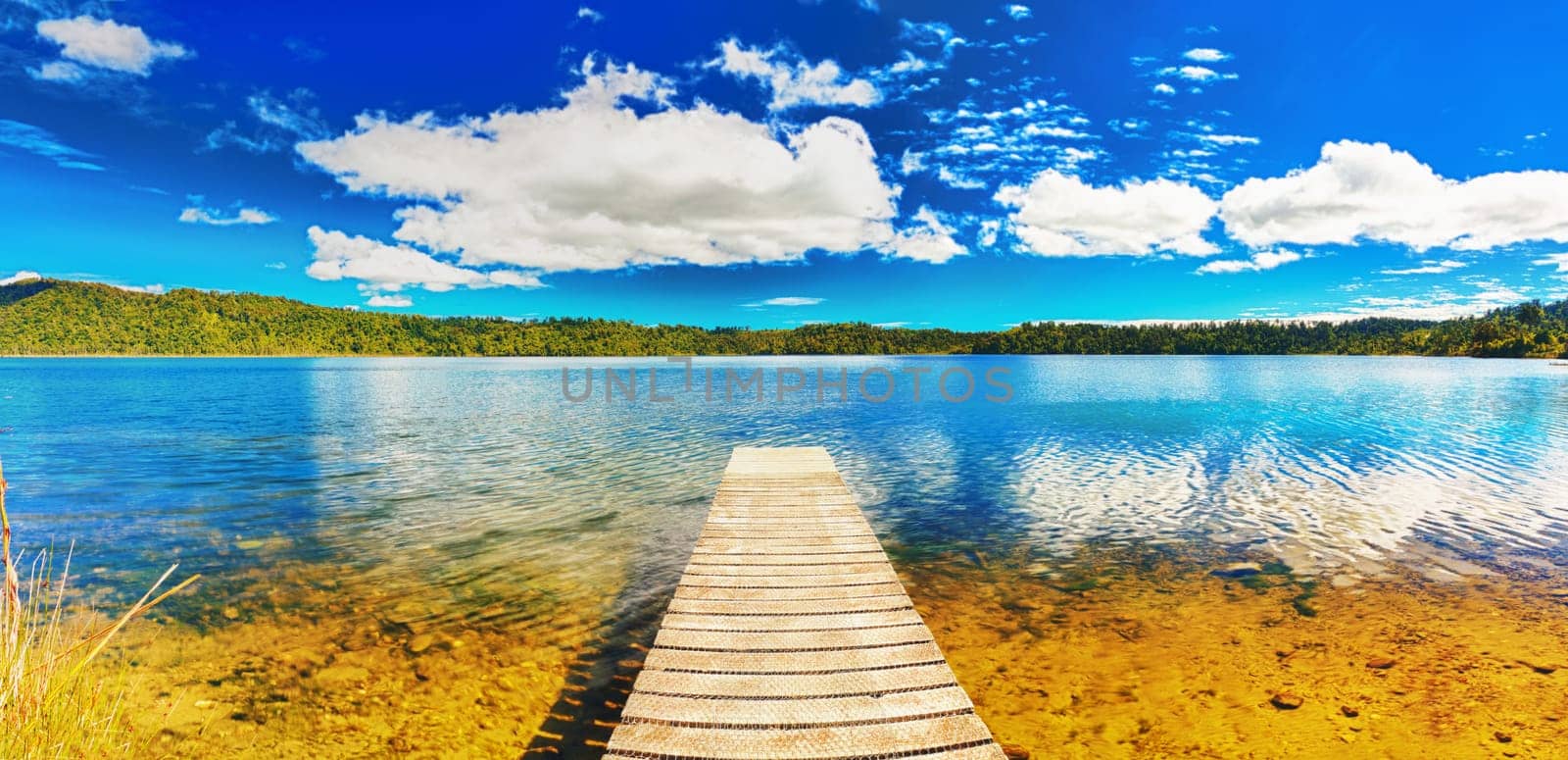 Lake in New Zealand. Panorama