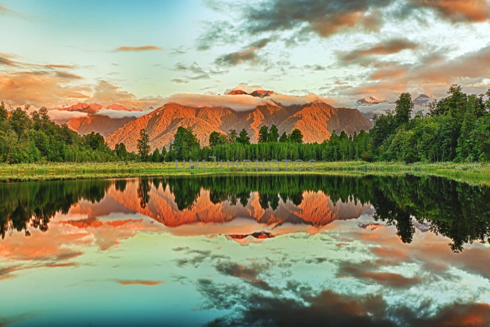 Reflection of the mountains in Matheson lake