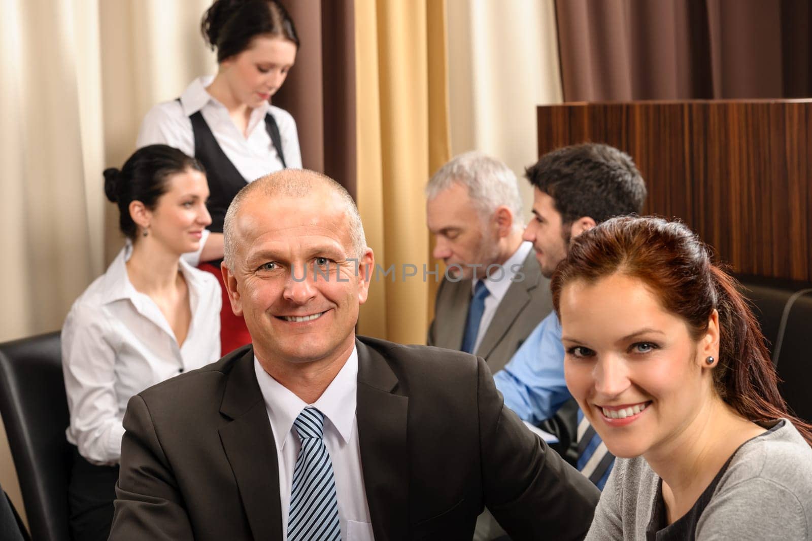 Business people have company meeting at restaurant conference room