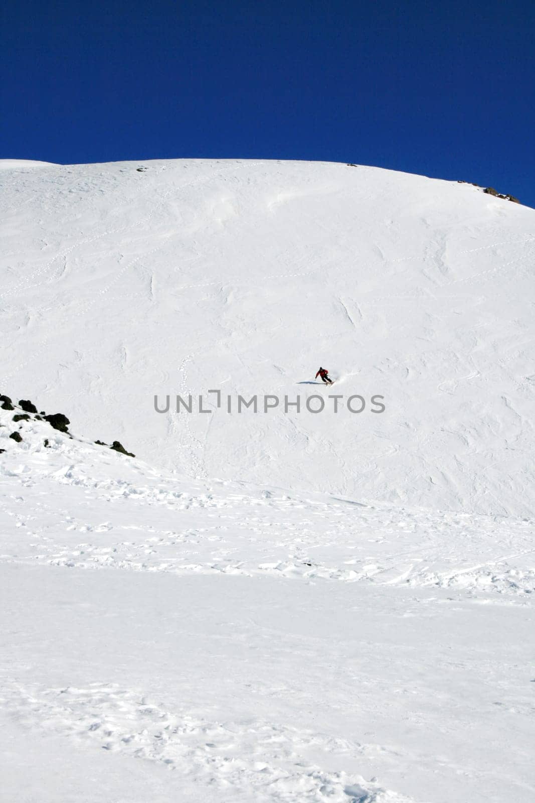 Skier, Etna covered by snow - Sicily - Italy