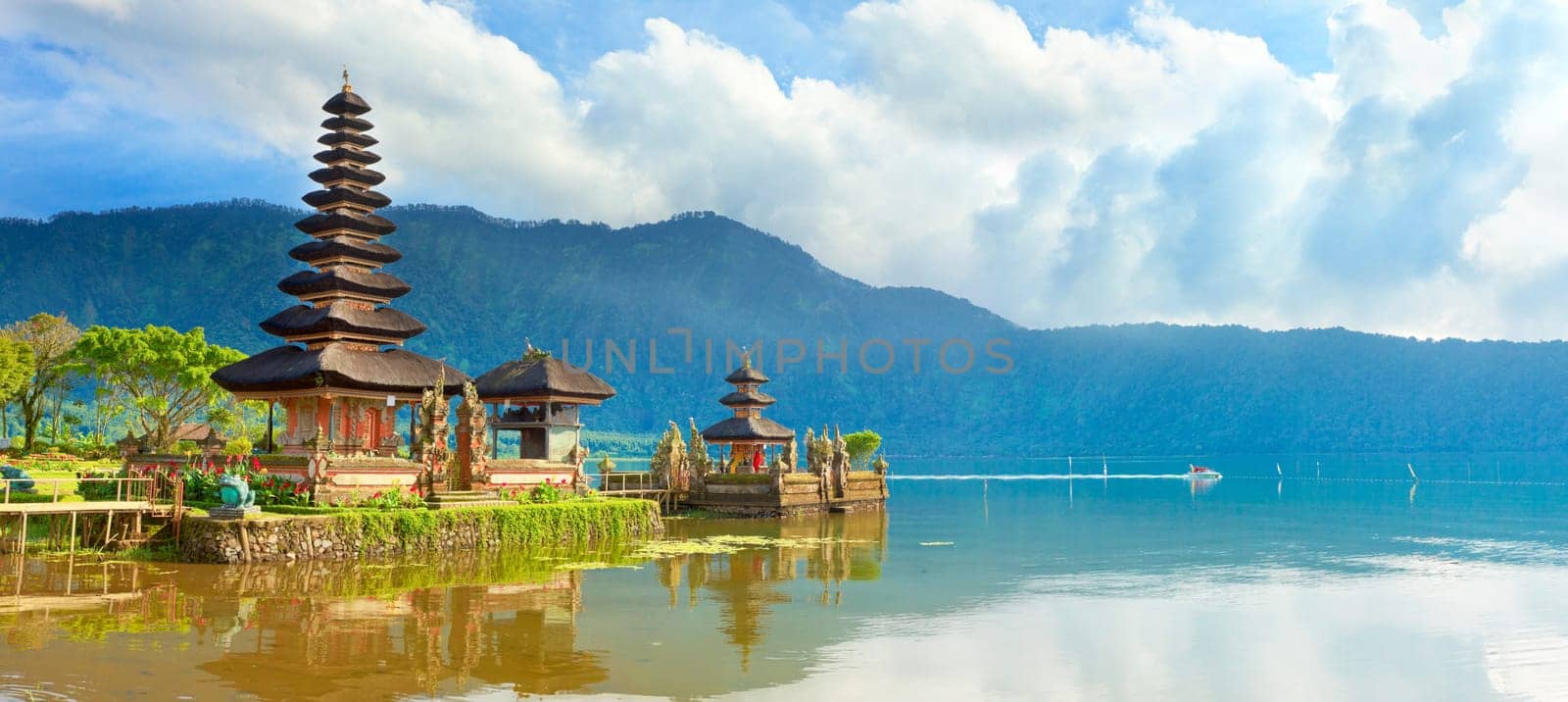 Pura Ulun Danu temple on a lake Beratan. Bali