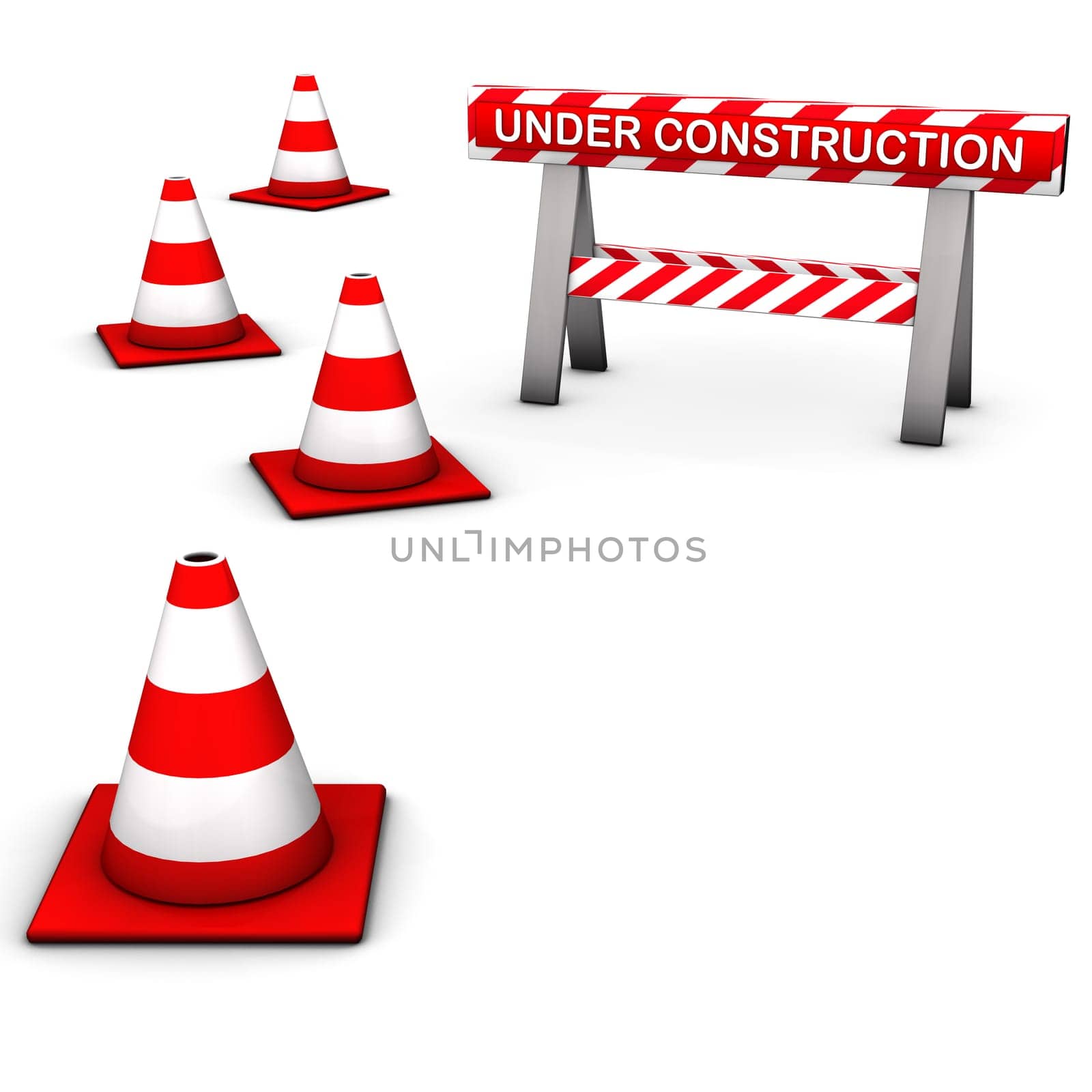 Red construction site on the white background.