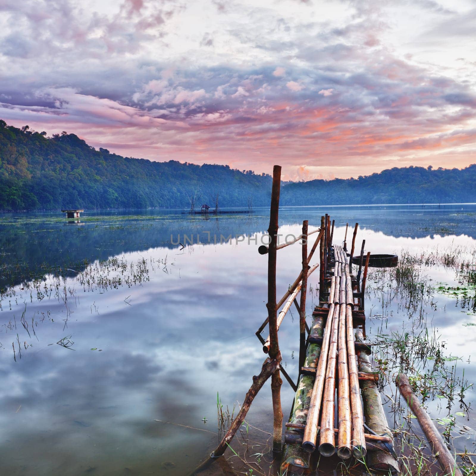 Tamblingan lake at sunrise time