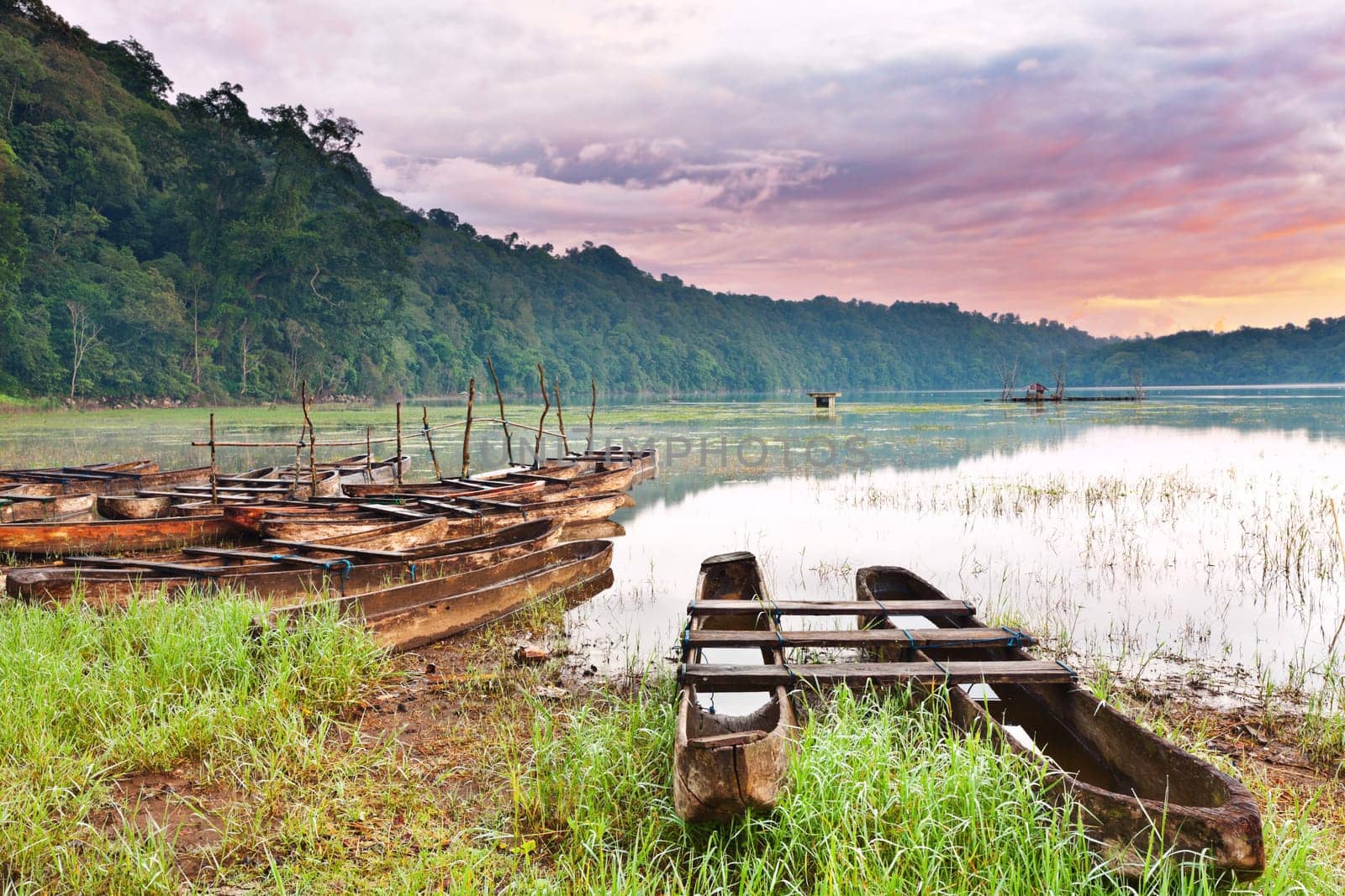 Tamblingan lake at sunrise time. Bali