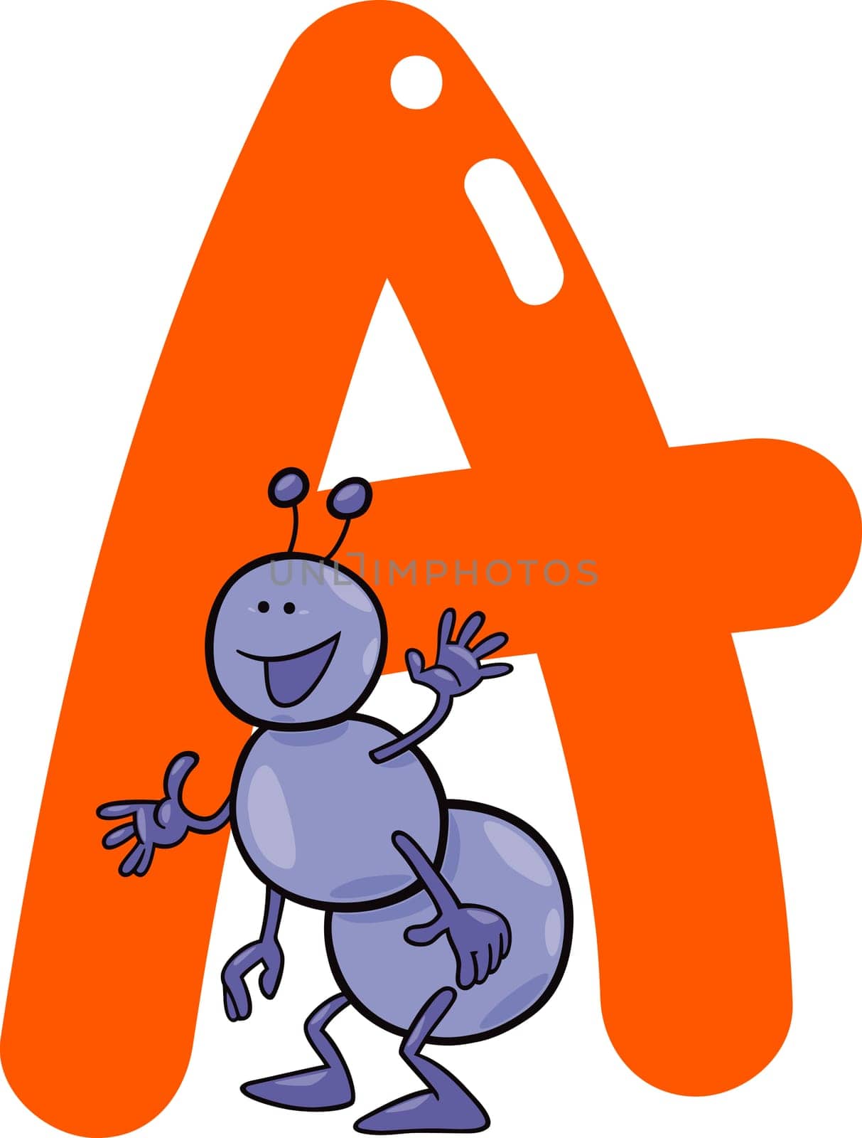 cartoon illustration of A letter for ant
