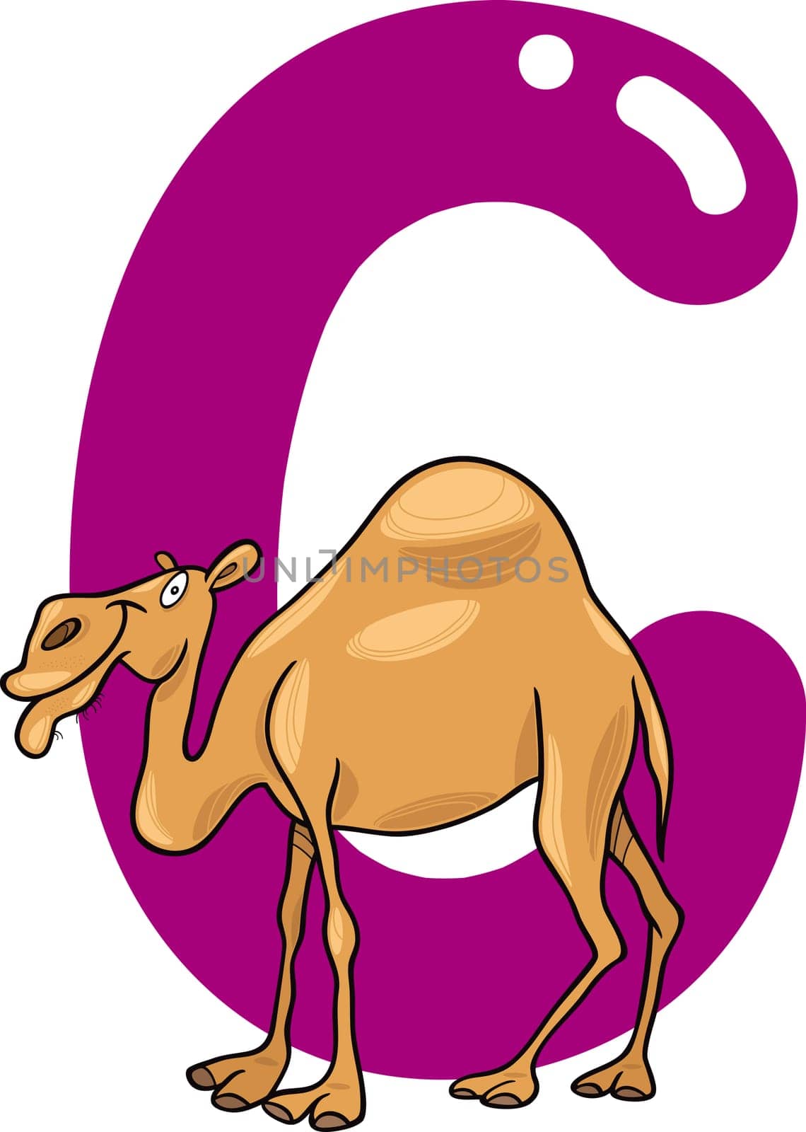 cartoon illustration of C letter for camel