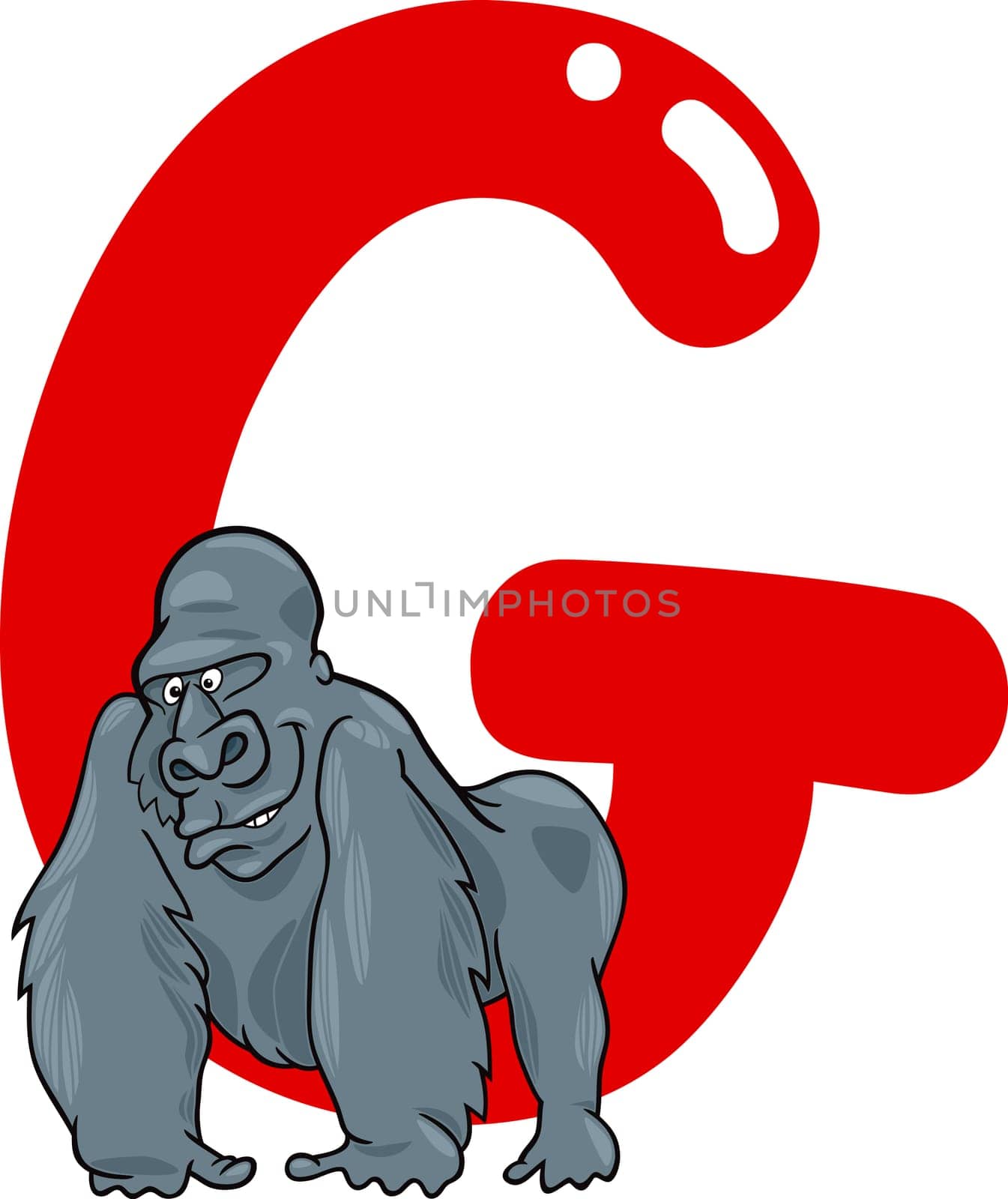 cartoon illustration of G letter for gorilla