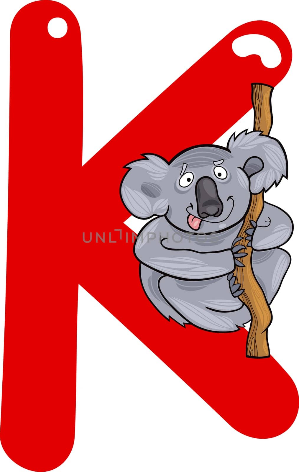 cartoon illustration of K letter for koala