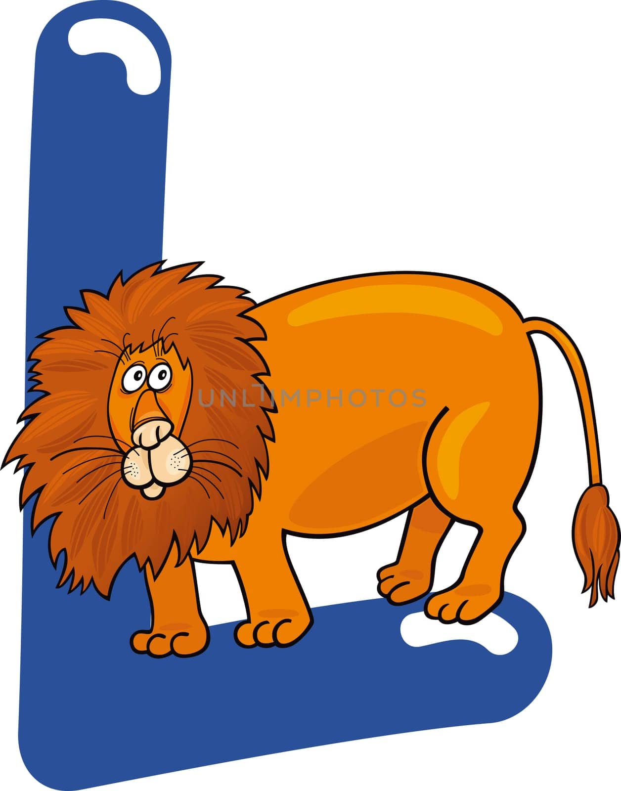 cartoon illustration of L letter for lion