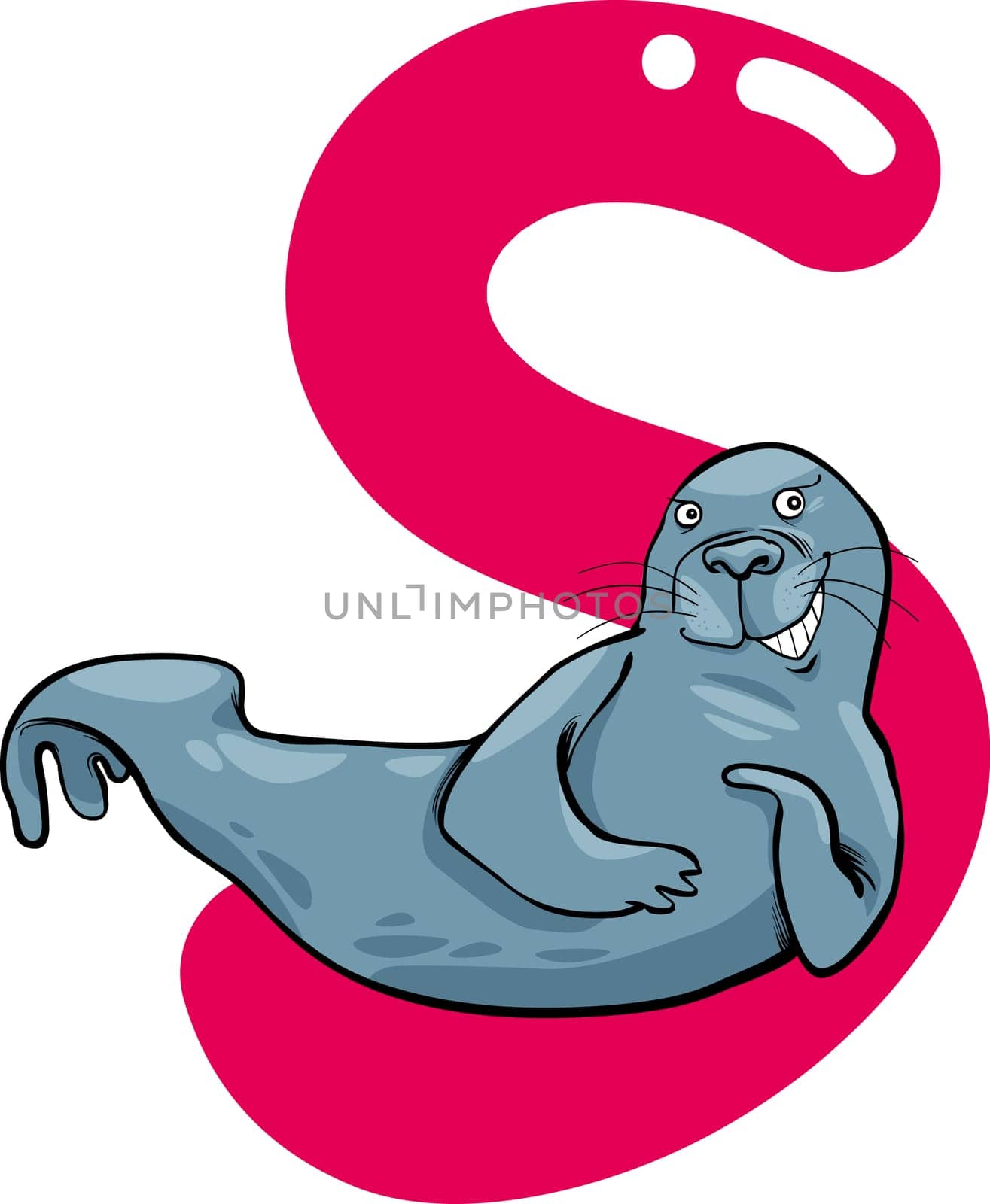 cartoon illustration of S letter for seal