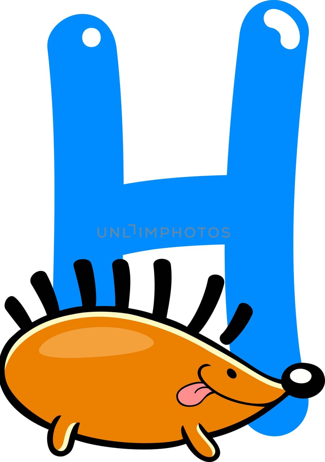 cartoon illustration of H letter for hedgehog