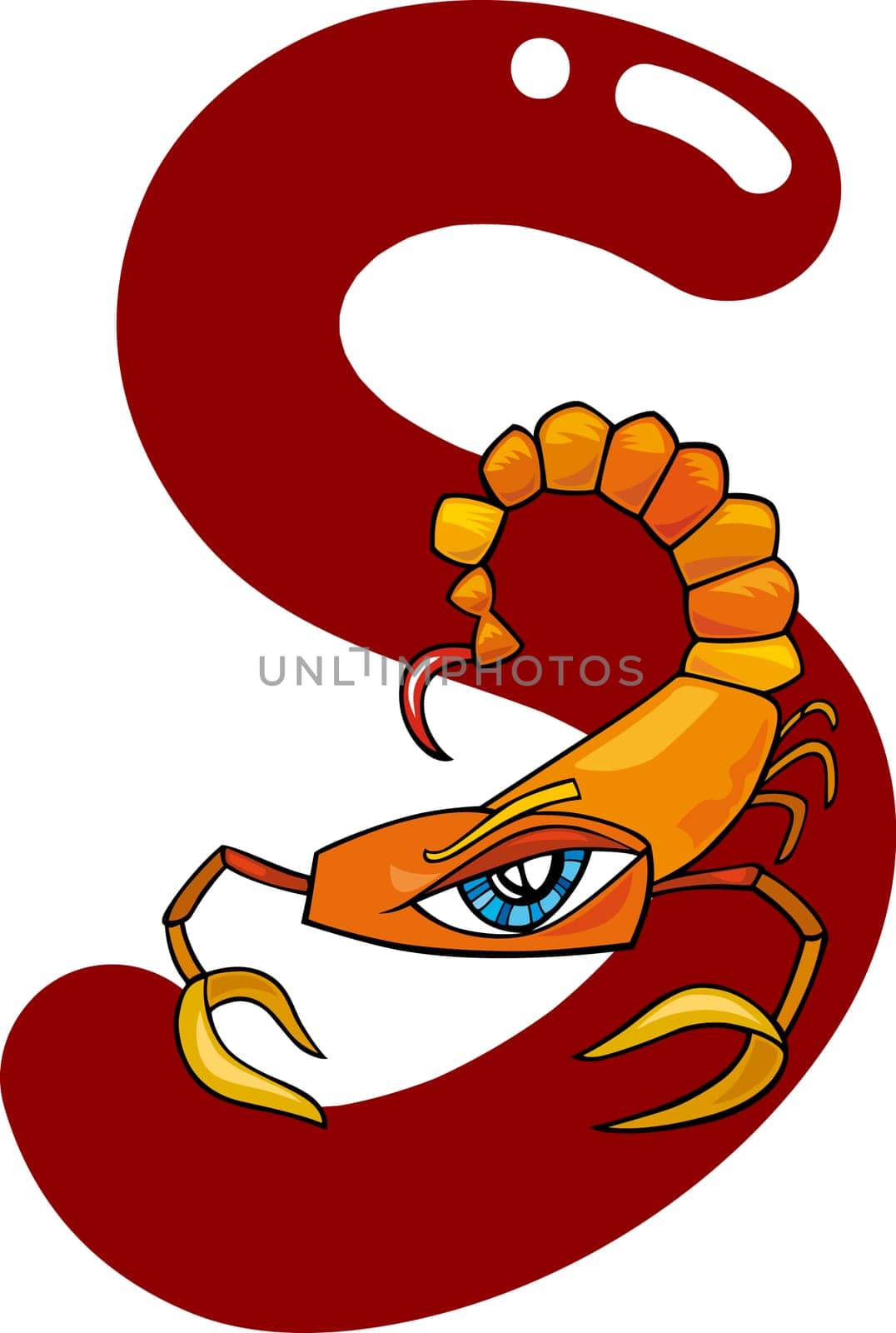 cartoon illustration of S letter for scorpion