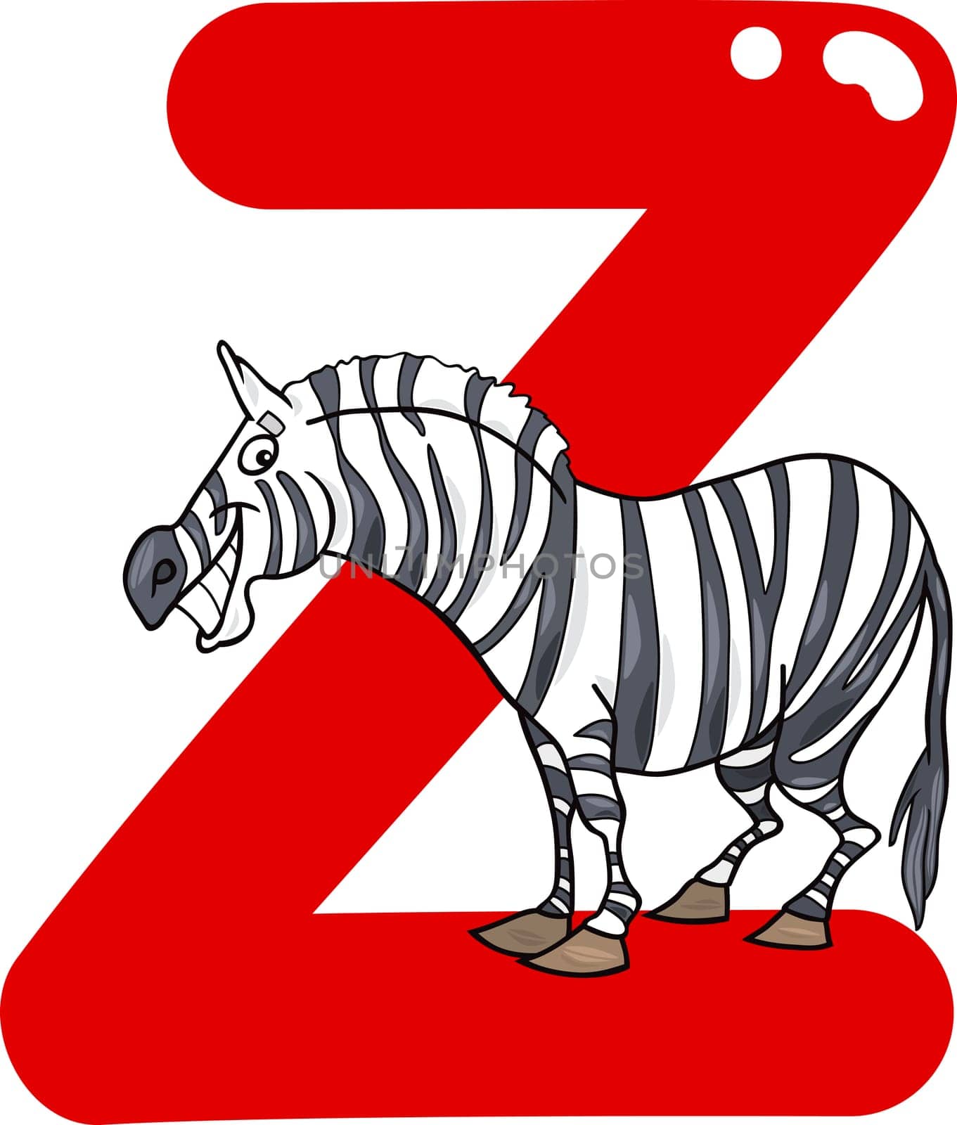 cartoon illustration of Z letter for zebra