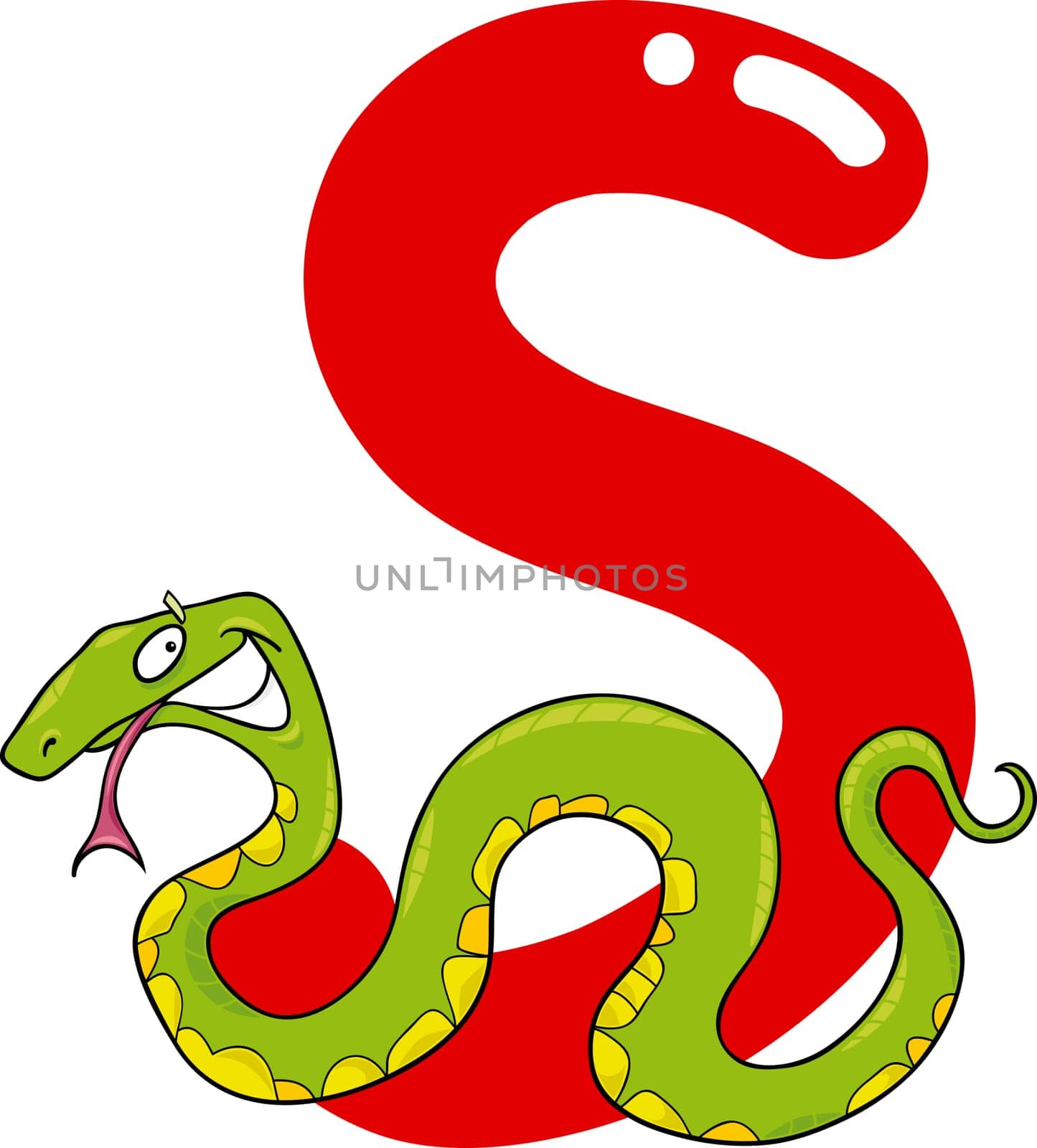 cartoon illustration of S letter for snake