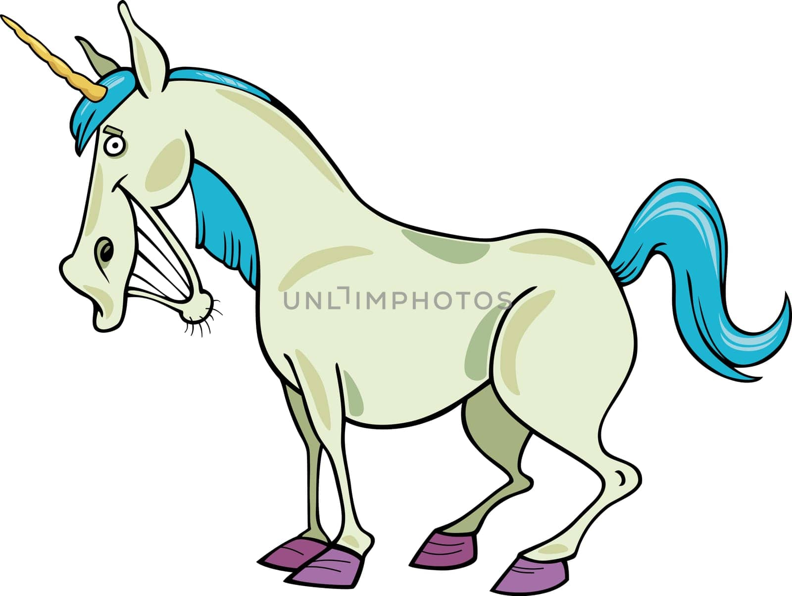 cartoon illustration of funny fantasy unicorn