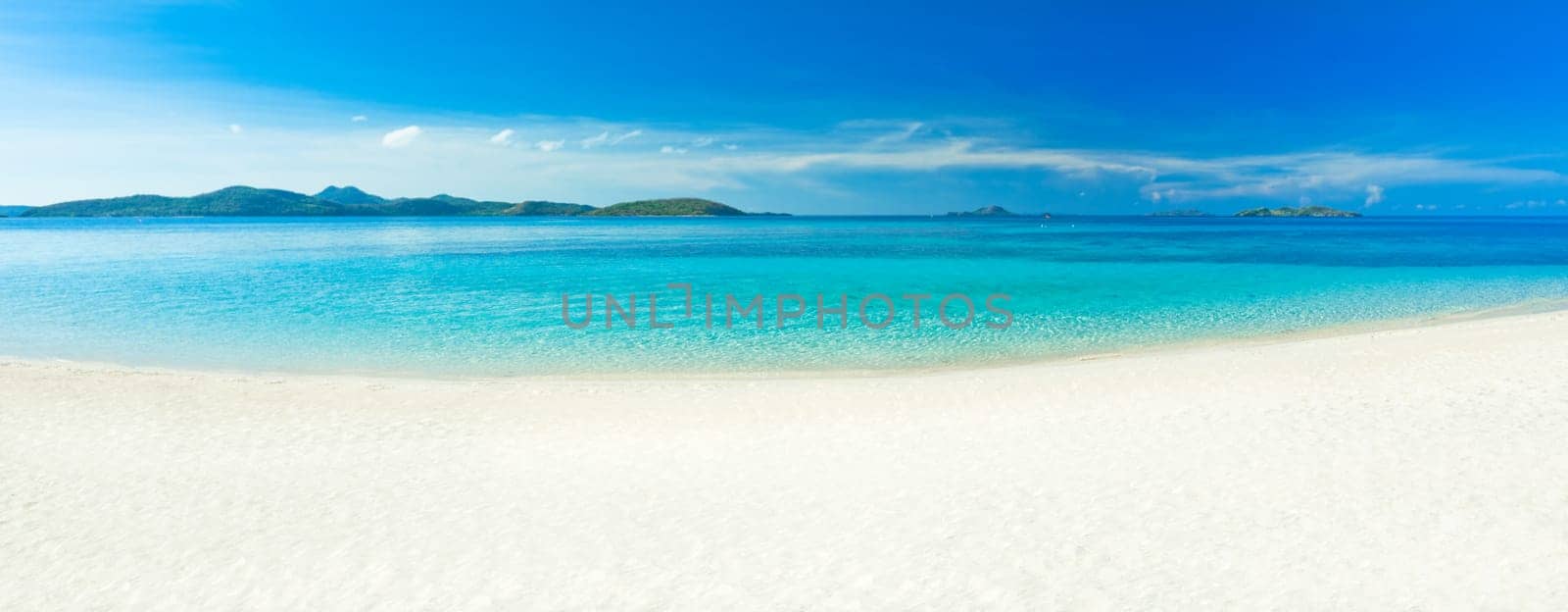 Panorama of the tropical sandy beach Malcapuya