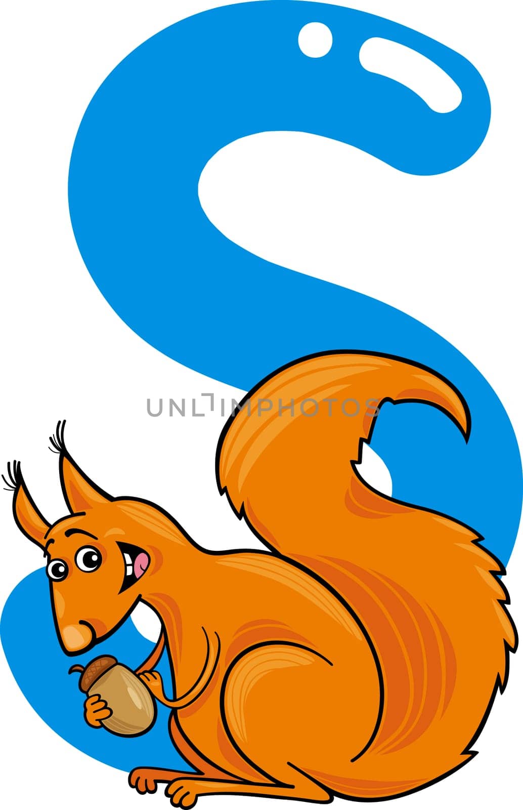 cartoon illustration of S letter for squirrel