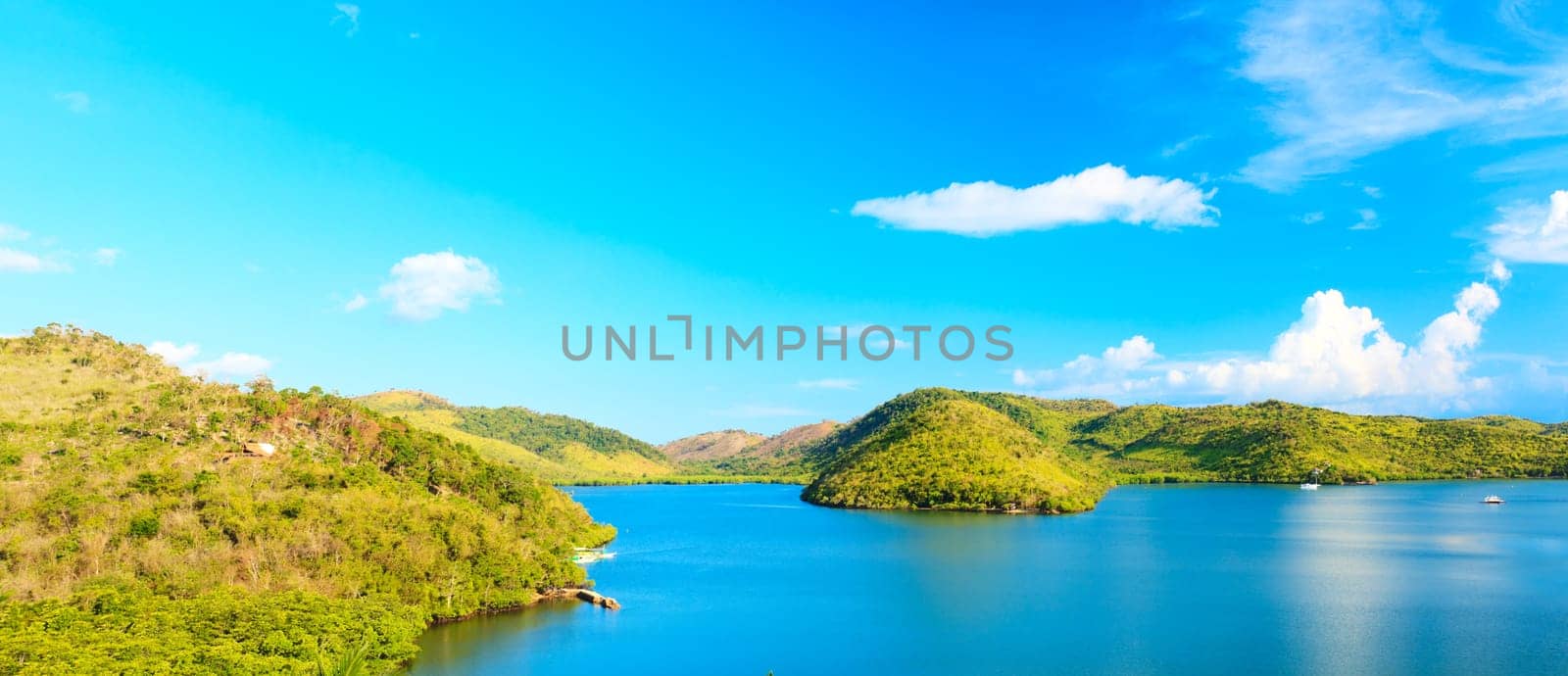 Panorama of a tropical lagoon. Coron island