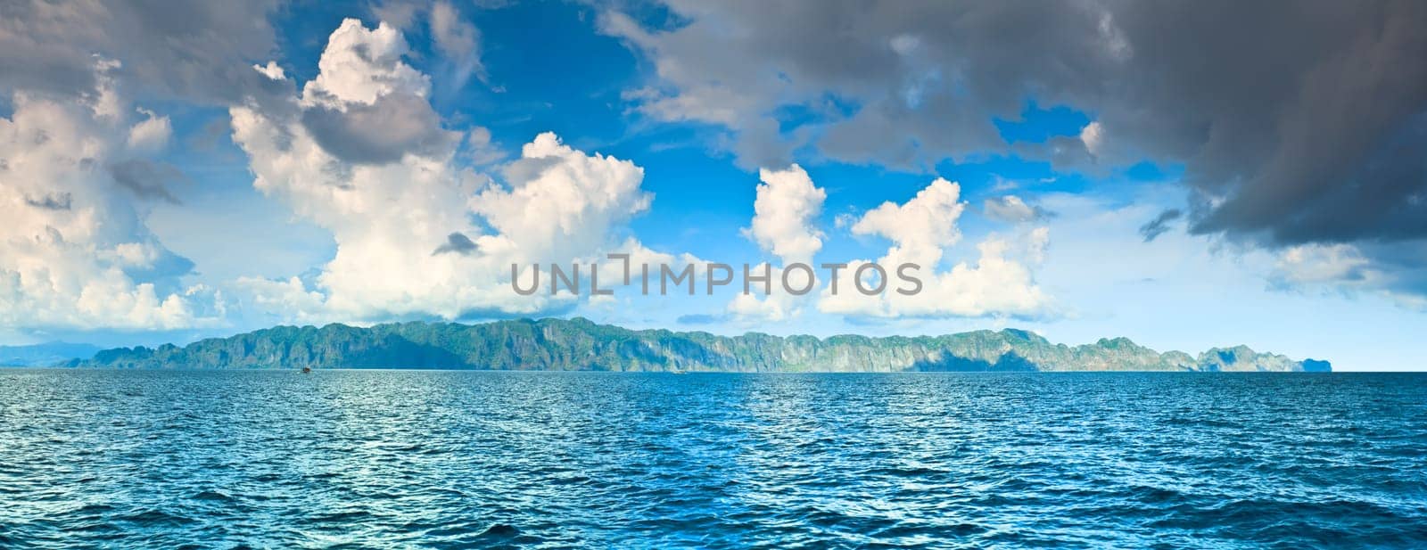 Panorama of the Coron island with cloudy sky