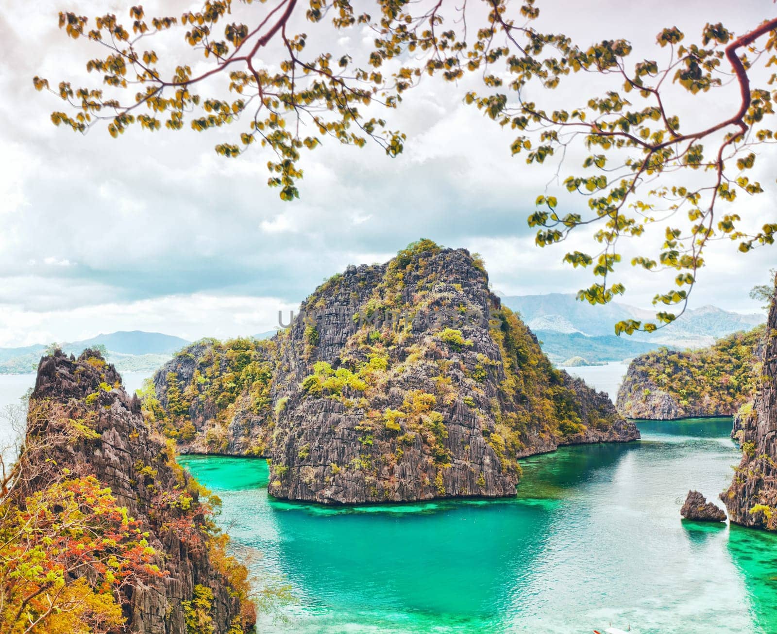 Tropical lagoon on the way to Kayangan lake. Coron island