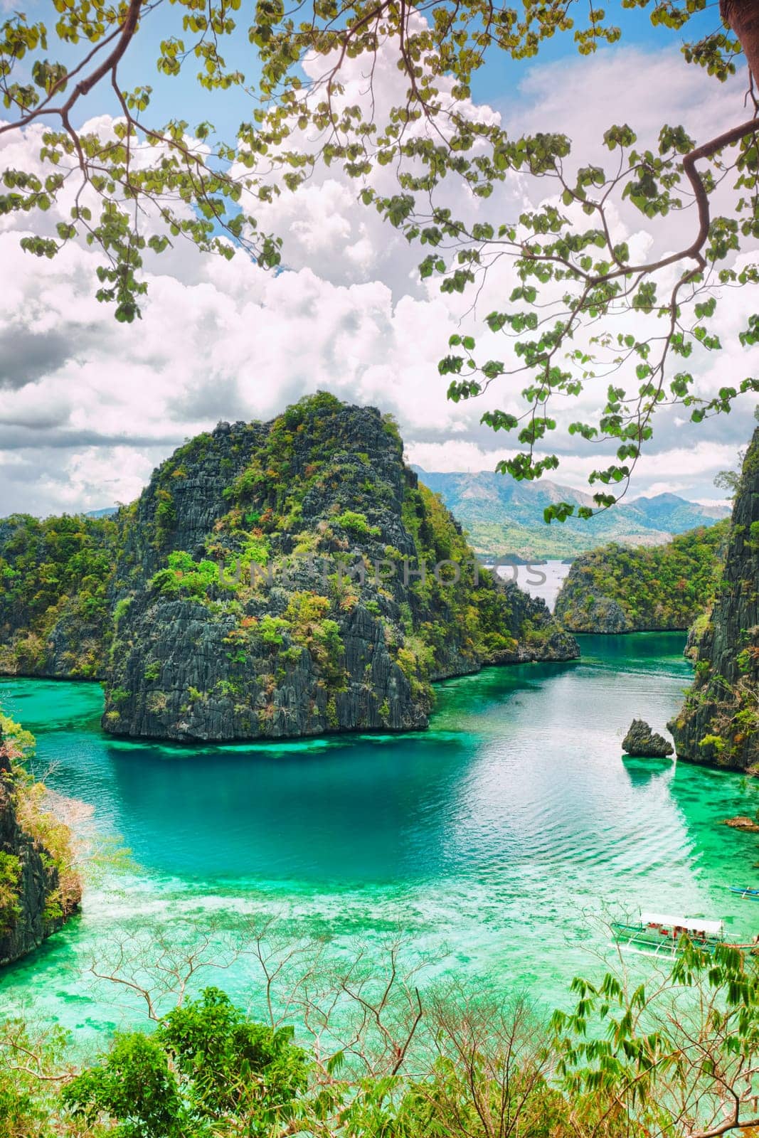 Tropical lagoon on the way to Kayangan lake. Coron island